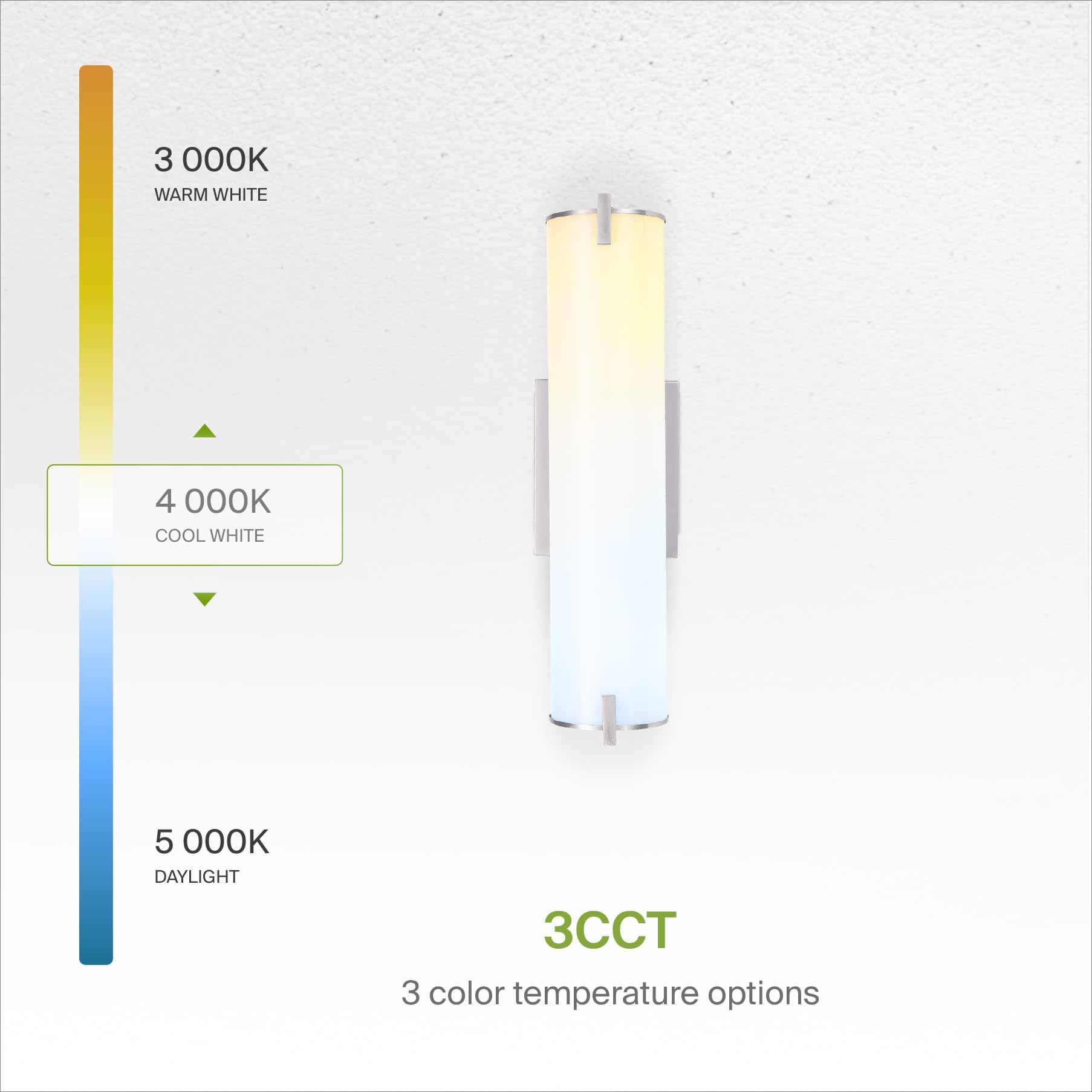 ASD LED Wall Mount Vanity Lighting Fixture 20W 1500LM 3000K-5000K 18 Inch Brushed Nickel Model A-LVF22-18D20CCNK