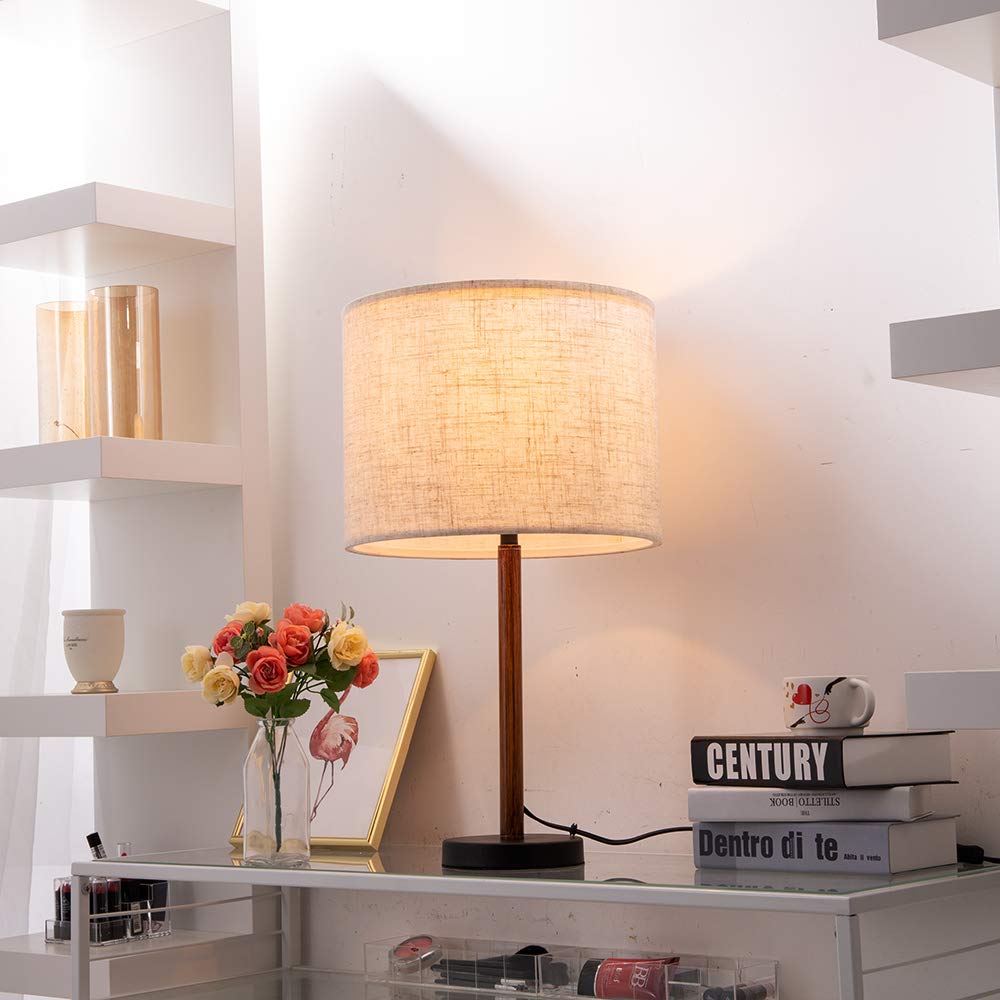 Wellmet Lampshade for Table, Bedside, Floor Lamp - 13inx13inx10in, Linen, Fabric Drum, Model DS-TLS, Classic Modern Style