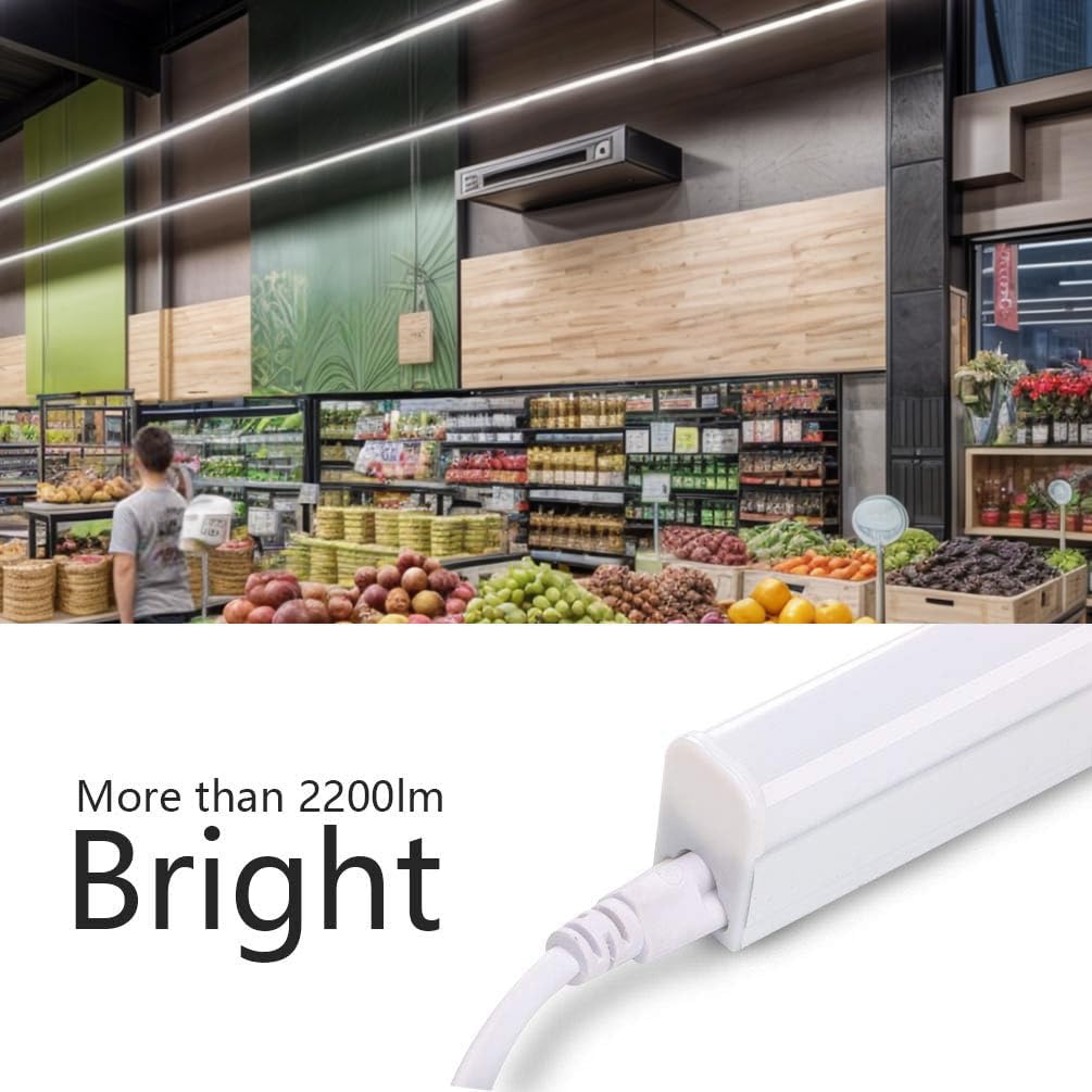 Kihung (Pack Of 8) Led Shop Light T5 4Ft, 20W, 2200Lm, 4000K Cool White, Utility Led Shop Light, Led Ceiling Light And Under Cabinet Light, Corded Electric With Built-In On/Off Switch