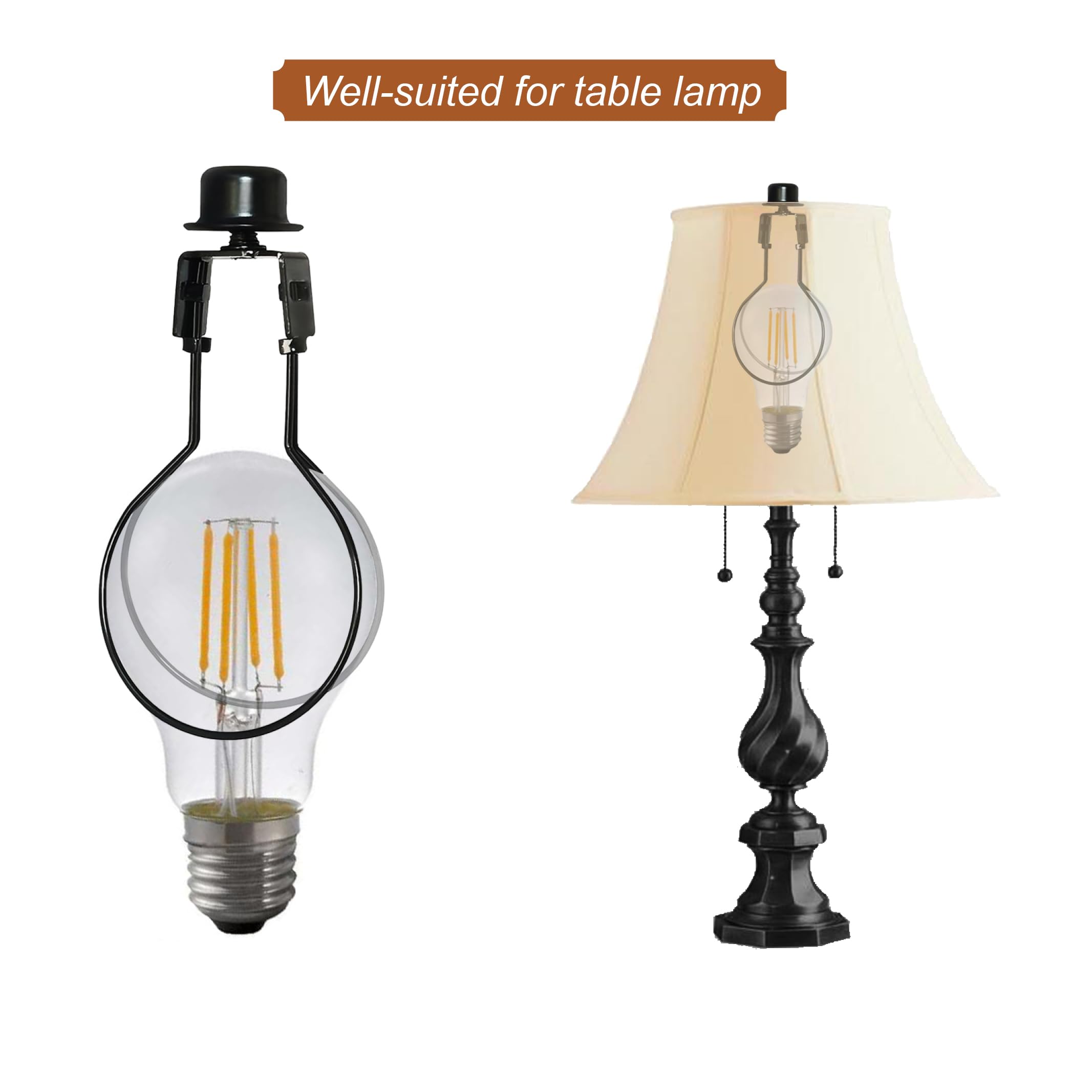 Ma&J Lamp Shade Bulb Clip Adapter, Clip On Lamp Shade Adapter Includes Finial And Lampshade Levellers,Spring Clip For Light Bulb