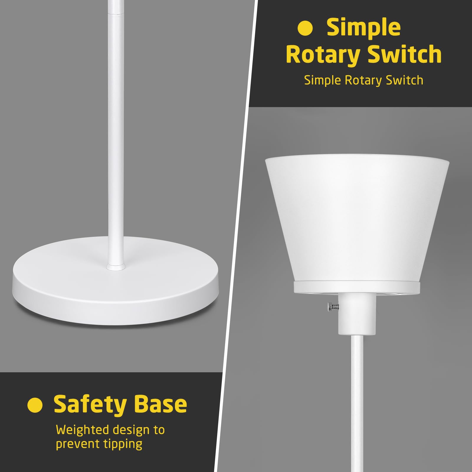 Kukobo Led Floor Lamp For Office, Modern Tall Standing Lamps Floor Lamp For Bedroom Living Room, White Bright Floor Lamp With Pl