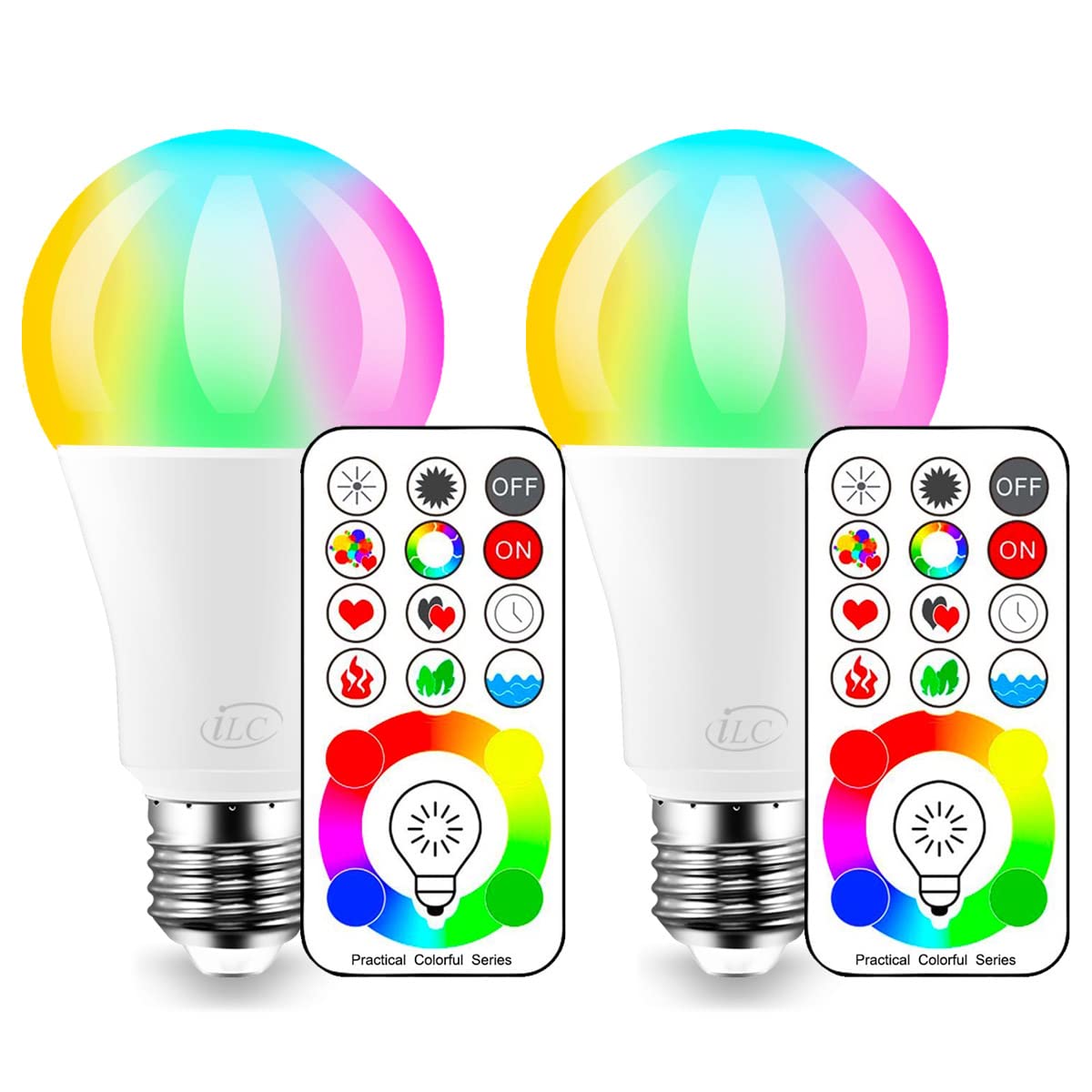 Ilc Led Color Changing Light Bulb, 120 Colors, 5700K Daylight White, 70 Watt Equivalent With Remote Control Rgbw Rgb Daylight An