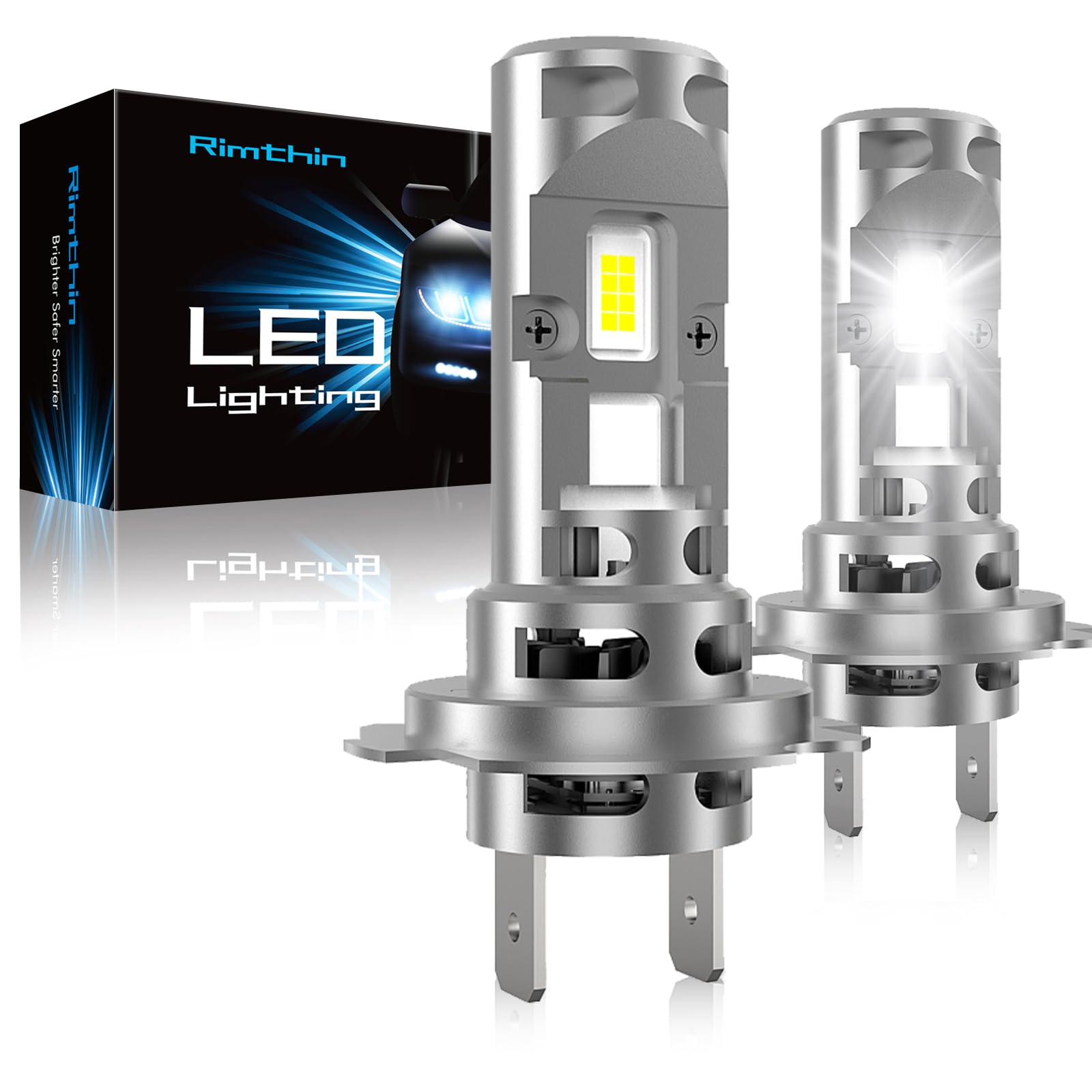 rimthin H7 Fog Light Bulbs, 6000K Cool White, Super Bright, Plug and Play, Pack of 2