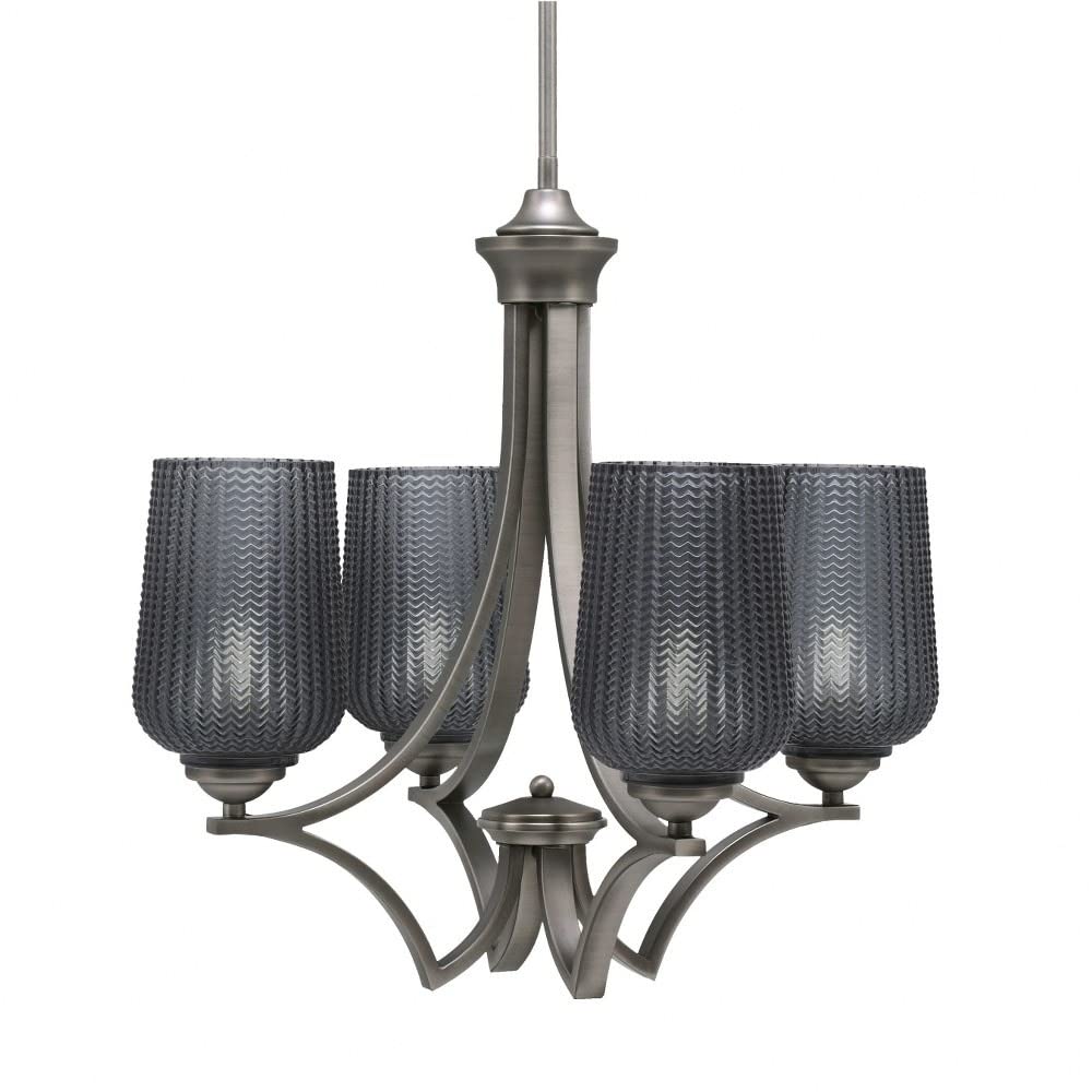 Toltec Lighting 564-Gp-4252 Zilo - 4 Light Uplight Chandelier-19.75 Inches Tall And 20.25 Inches Wide, Finish Color: Graphite, Glass Color: Smoke Textured