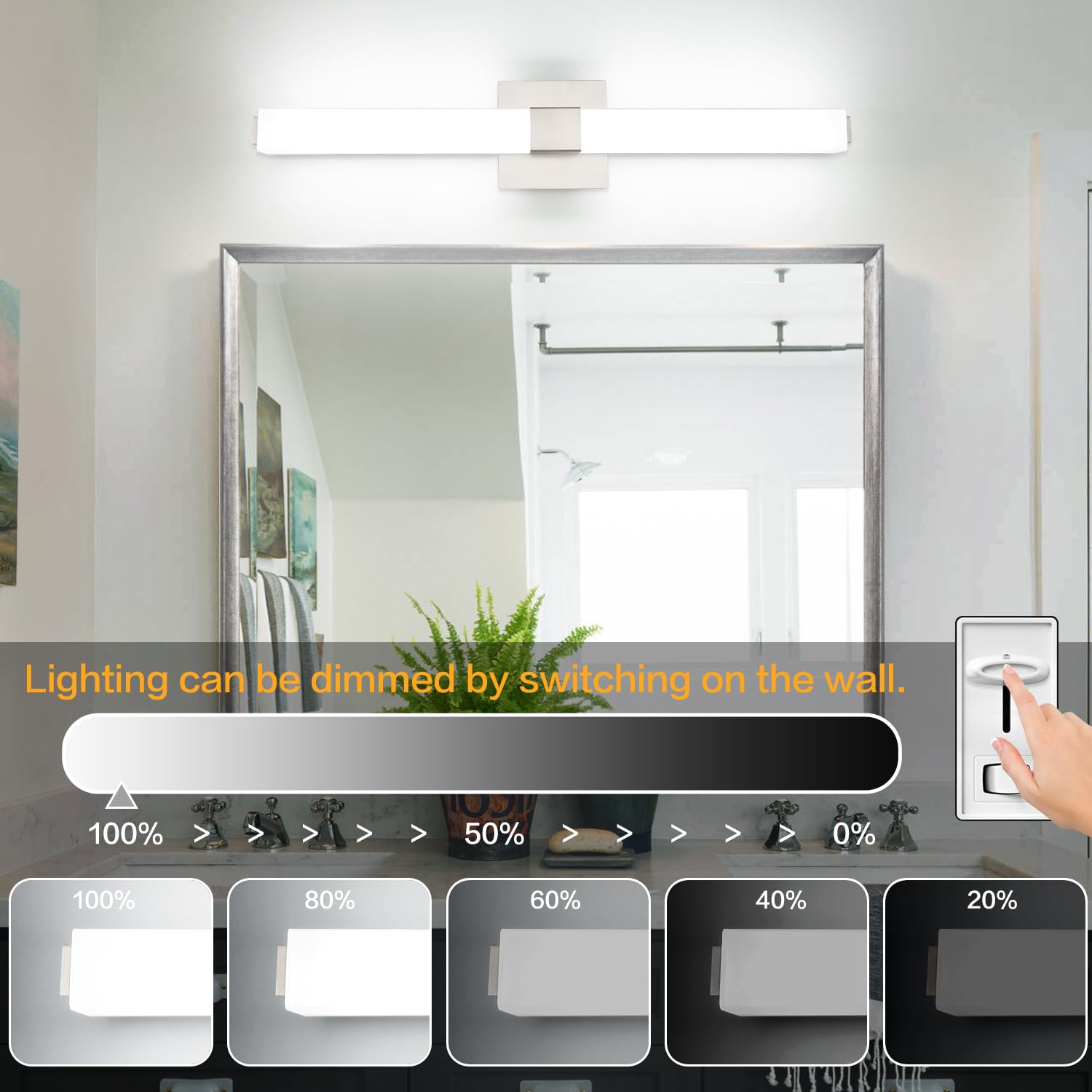 ZUZITO Modern Bahtoom Vanity Light Brushed Nickel, Bathroom LED Lights 32 Inch, 5CCT Dimmable Wall Lighting Fixtures for Bathroo