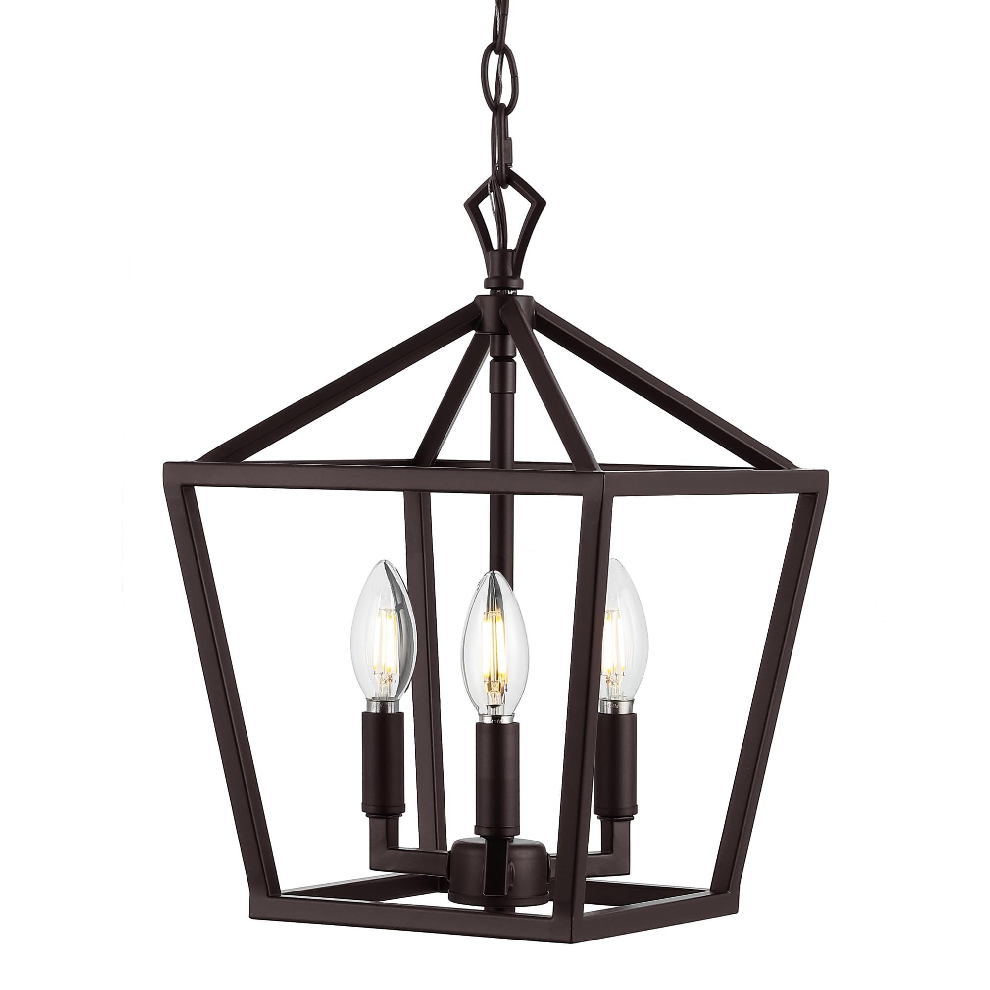JONATHAN Y LED Pendant Light, 10in Adjustable Dimmable Metal Pagoda Lantern, Oil Rubbed Bronze, Model JYL7601A