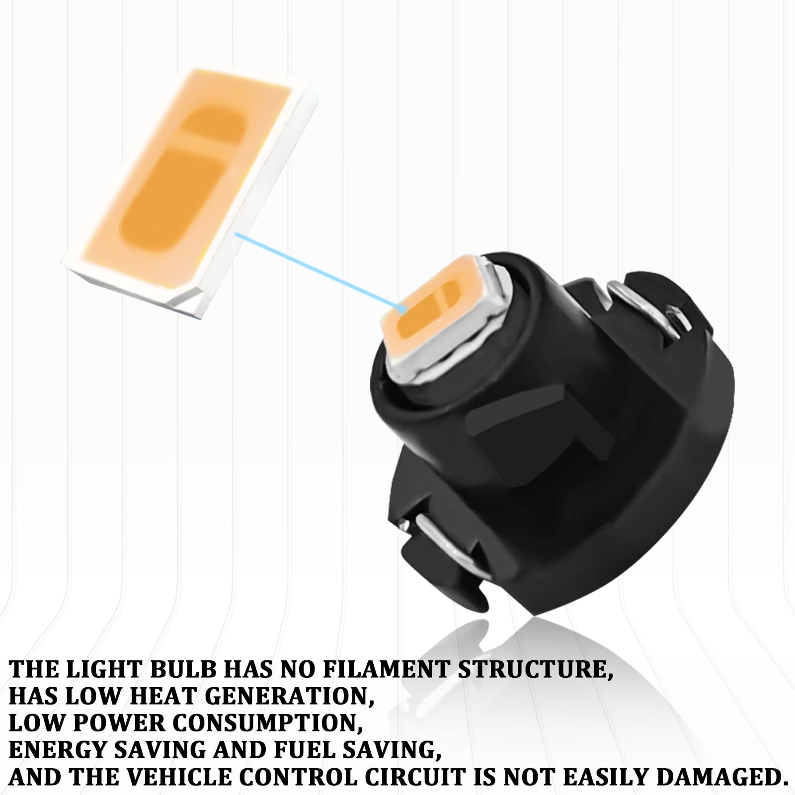 SamWinGear 10PCS T4.2 LED Bulb Car Interior Lights, T4 Bulbs Dash Light 12V IP65 3030 SMD Chip Instrument Desk Lamp Indicator Li