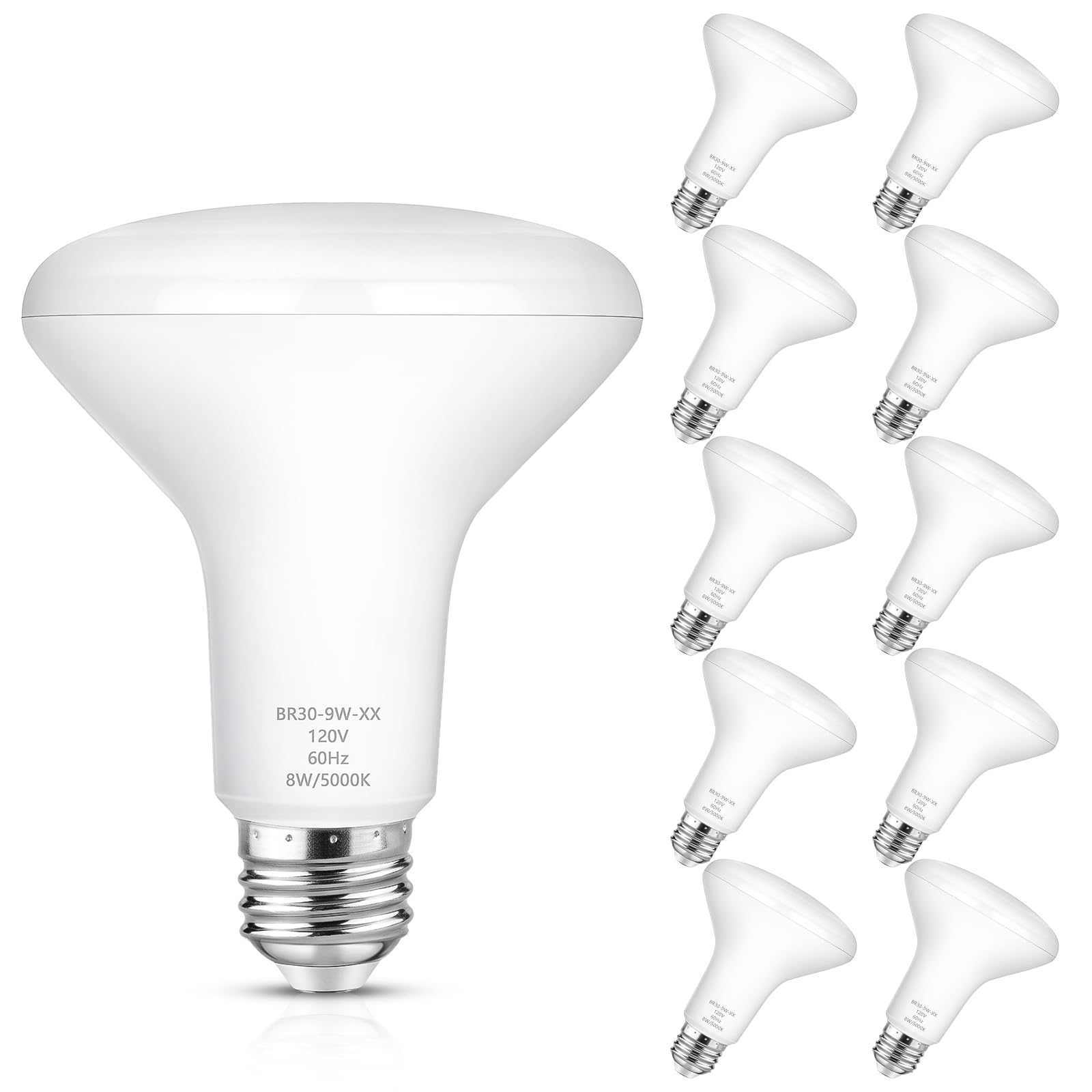 Maylaywood Br30 Led Light Bulbs Indoor Flood Light, 90W Equivalent, Dimmable, Daylight White 5000K, 950Lm, E26 Base, 9W Led Rece
