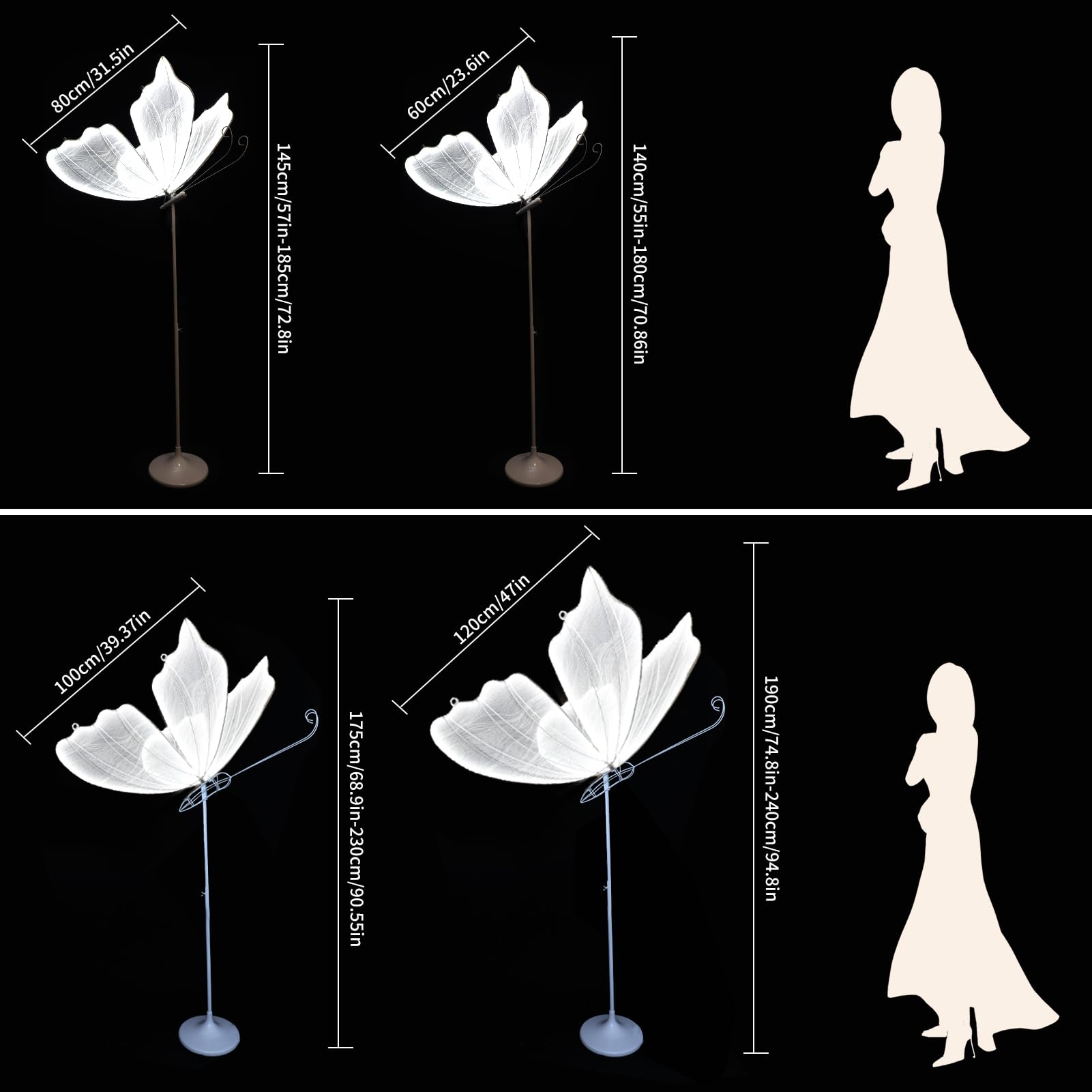 ECGOIOE Wedding Butterfly Floor Lamp, Iron, 80CM, White - Creative Hanging Decoration for Party Events