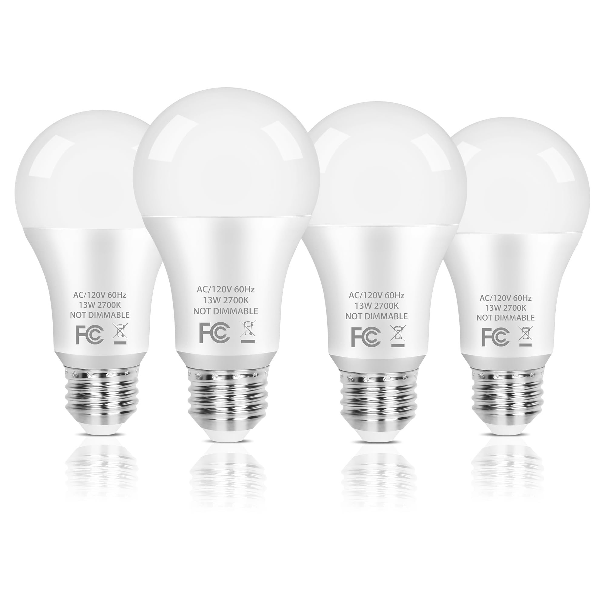 Partphoner A19 Led Light Bulb, 100 Watt Equivalent Led Bulbs, 13W Warm White 2700K, 1500Lm, E26 Standard Base Non-Dimmable White