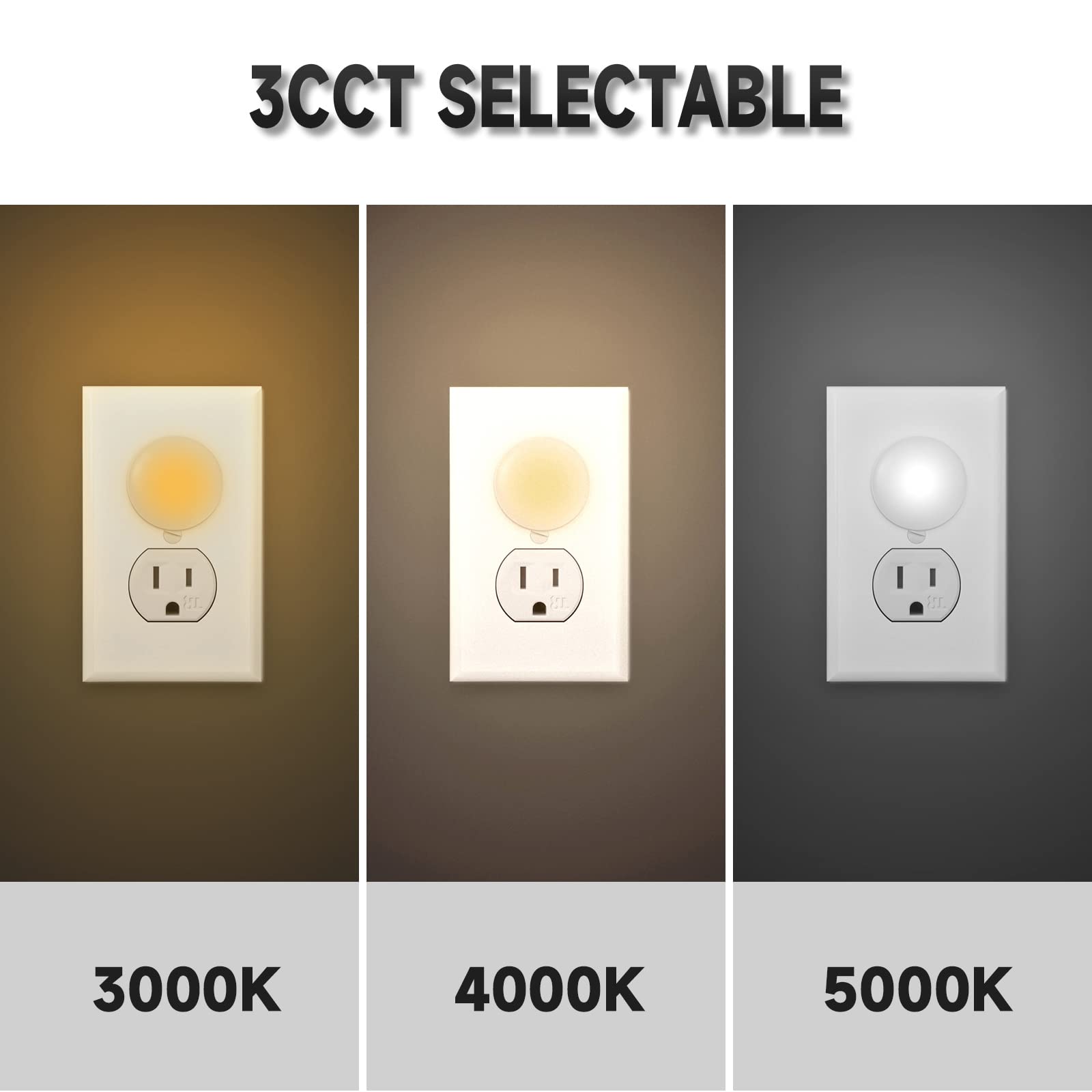 4Pack Night Light Plug Into Wall, Led Dimmable Nightlights Lamp With Dusk To Dawn Sensor Automatic On And Off, 3 Color Temperatu