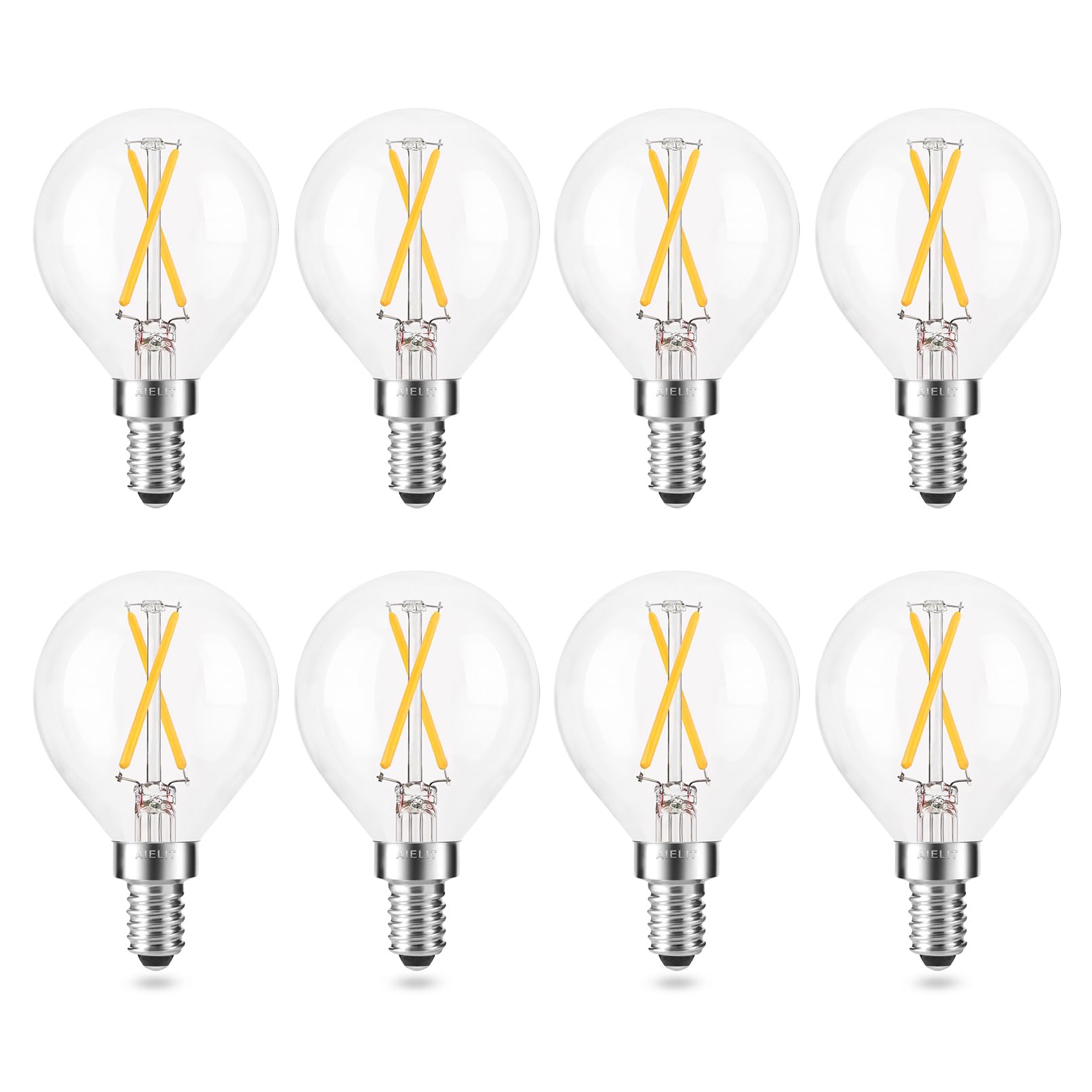 Aielit E12 Led Light Bulbs 25-Watt Equivalent (Dimmable), Warm White 2700K, 2W Vintage Clear G15/G50 Globe Led Bulb For Beside L