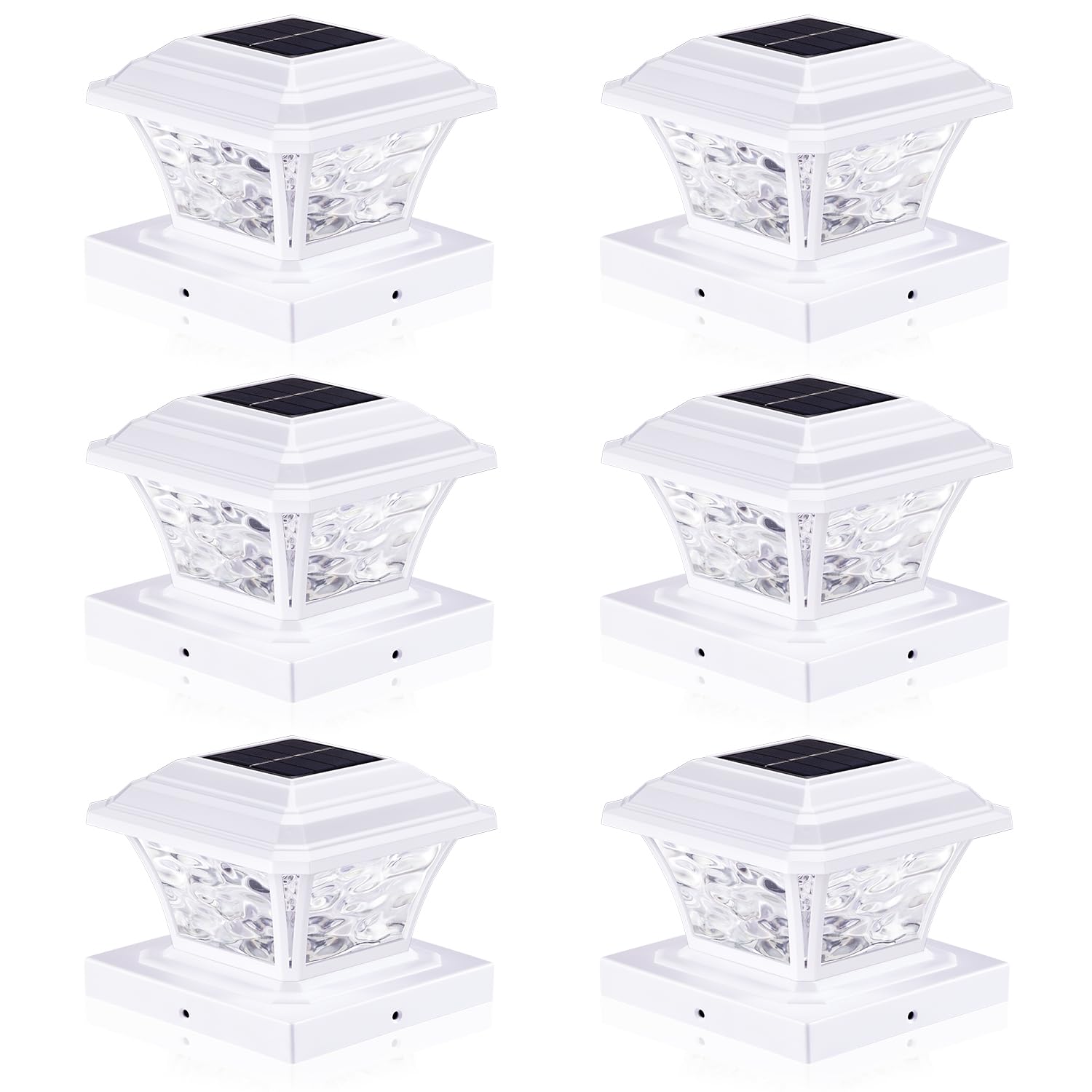 AEFRELEOHT Solar Post Cap Lights, Warm White/RGB, 20 Lumens, 6 Pack, for 3.6x3.6 to 5x5 Posts,