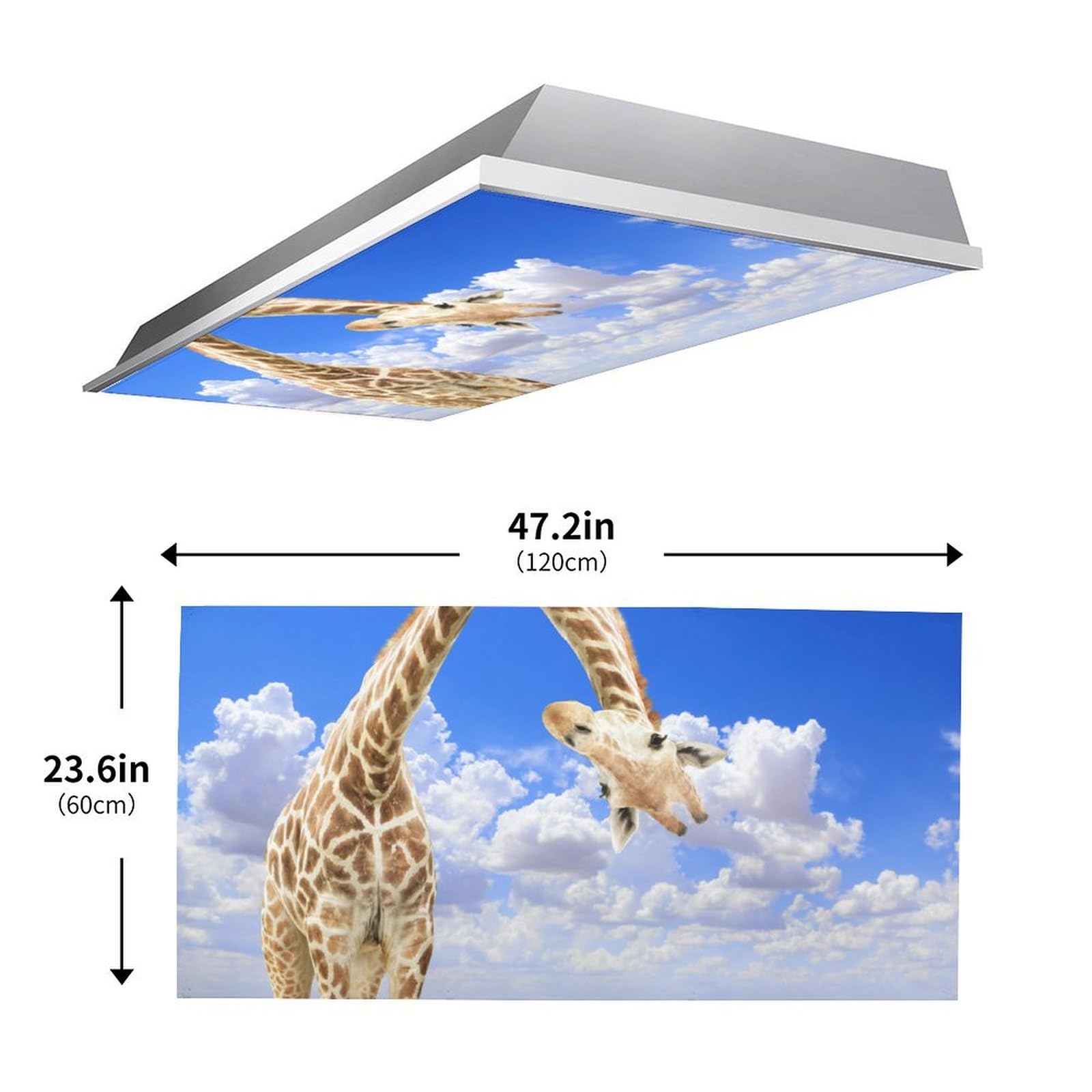 2 Pack Fluorescent Light Cover For Ceiling Light Classroom- Funnu Giraffe Magnetic Light Cover Fluorescent Light Shade Panel, De
