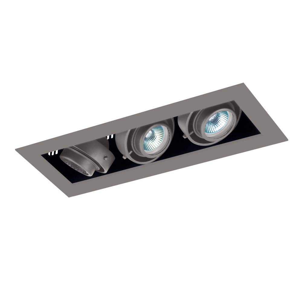 Jesco Lighting Mmgmh1639-3Ess Mini Modulinear Directional Lighting For New Construction, Metal Halide 39W Mr16 3-Light Linear, Black Interior With Silver Gimbal And Trim