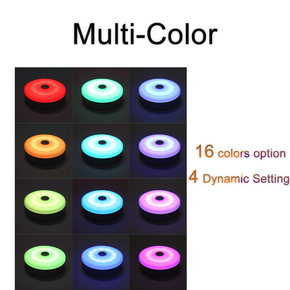 Wobsion Puck Lights With Remote, Color Changing Under Cabinet Led Lighting, Closet Light, Usb Rechargeable Puck Lights For Count