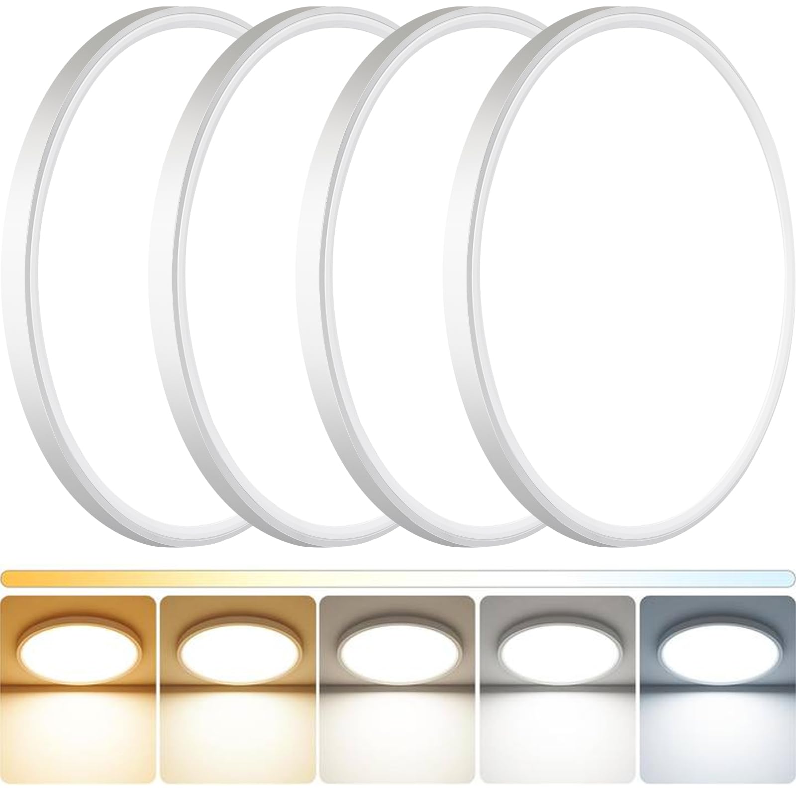 Dinglilighting 4Pack Led Flush Mount Ceiling Light: 12 Inch Super Slim Dimmable & 5Cct (2700-6000K) Kitchen Lighting Fixtures Ce