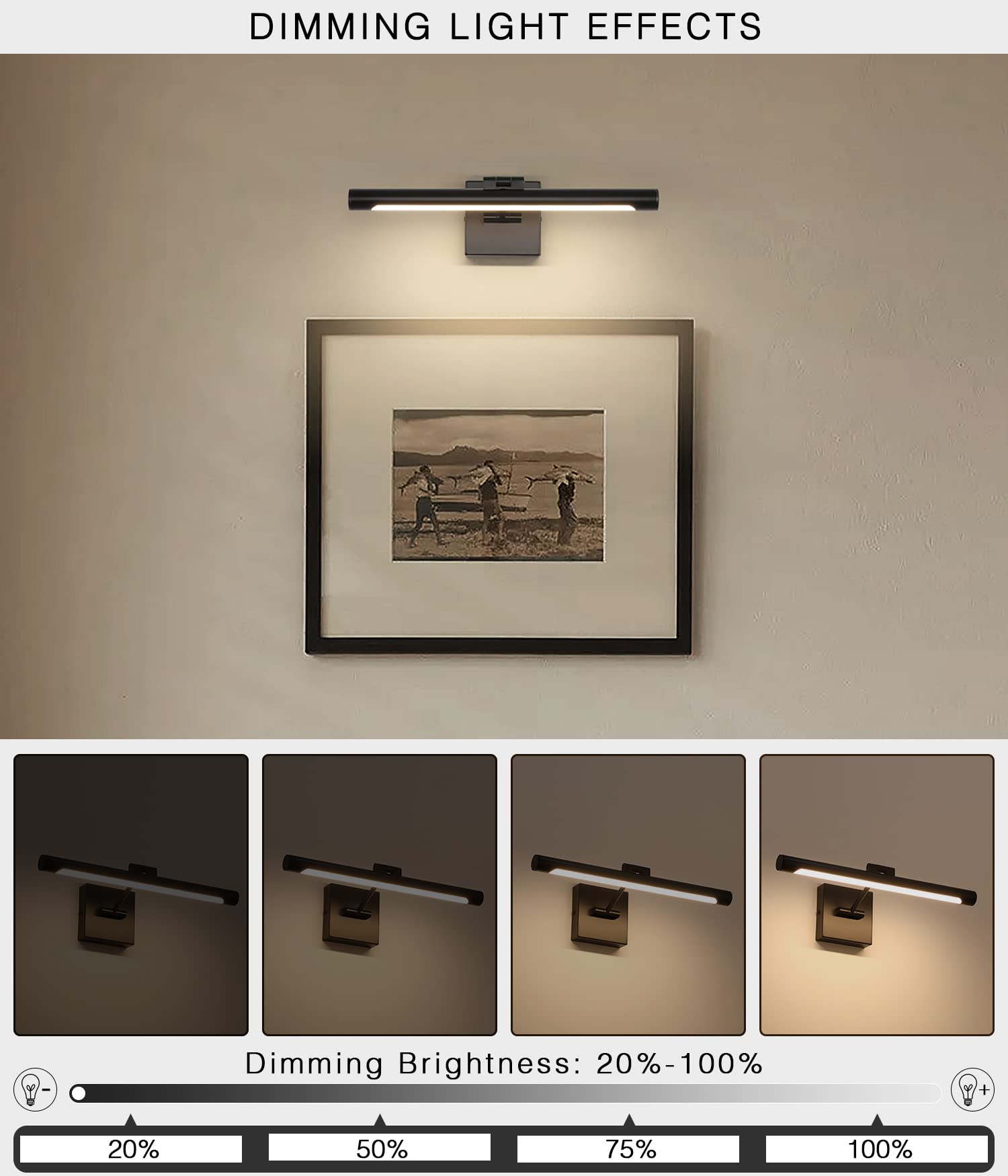Joosenhouse Hard-Wired Picture Light Dimmable LED 16.53in Matte Black Metal 3000K Model 7110-400-D