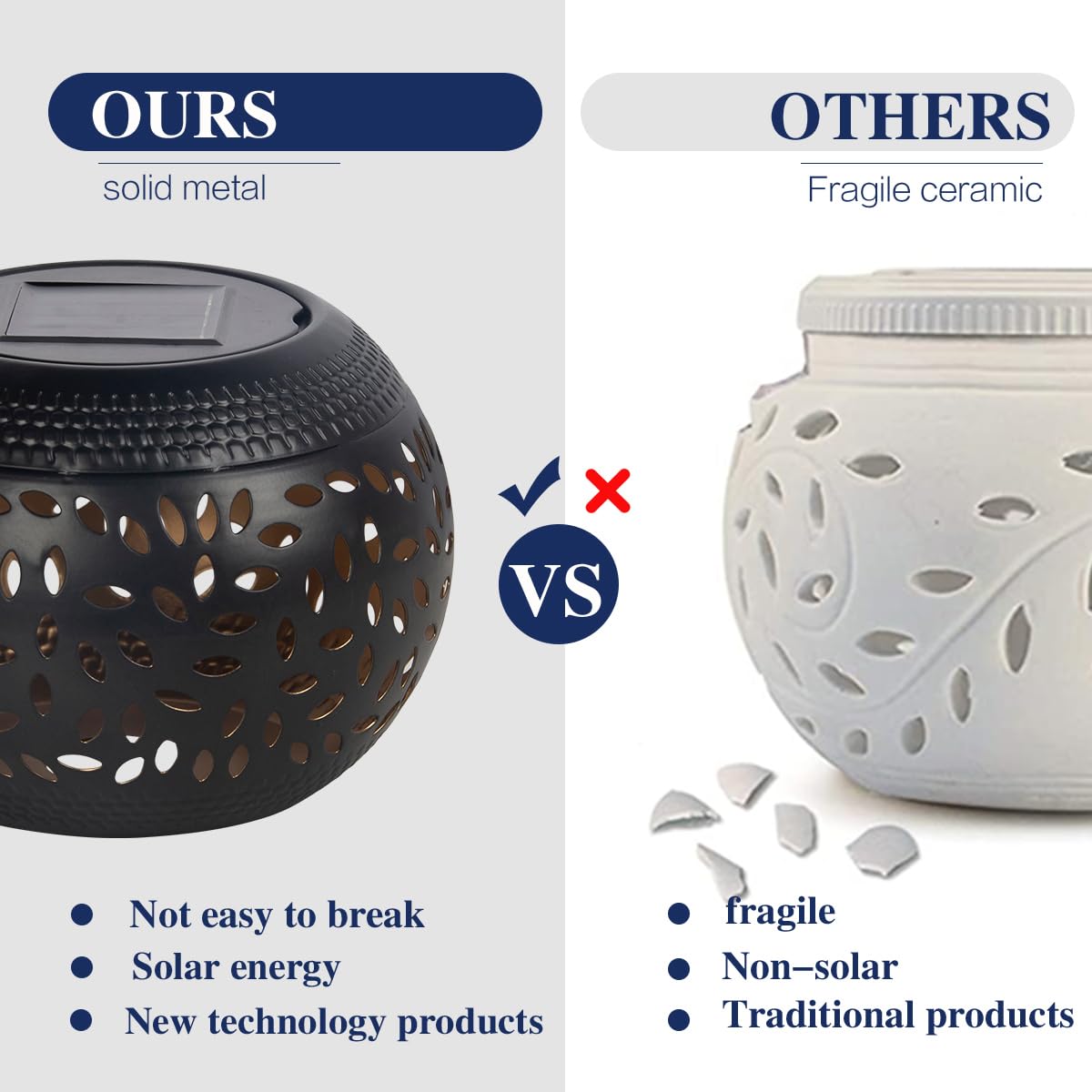 Solar Lantern Outdoor Patio Decor - Solar Lanterns Outdoor Waterproof,Hollow Out Retro Metal Table Lights,Yard Porch Garden Balc