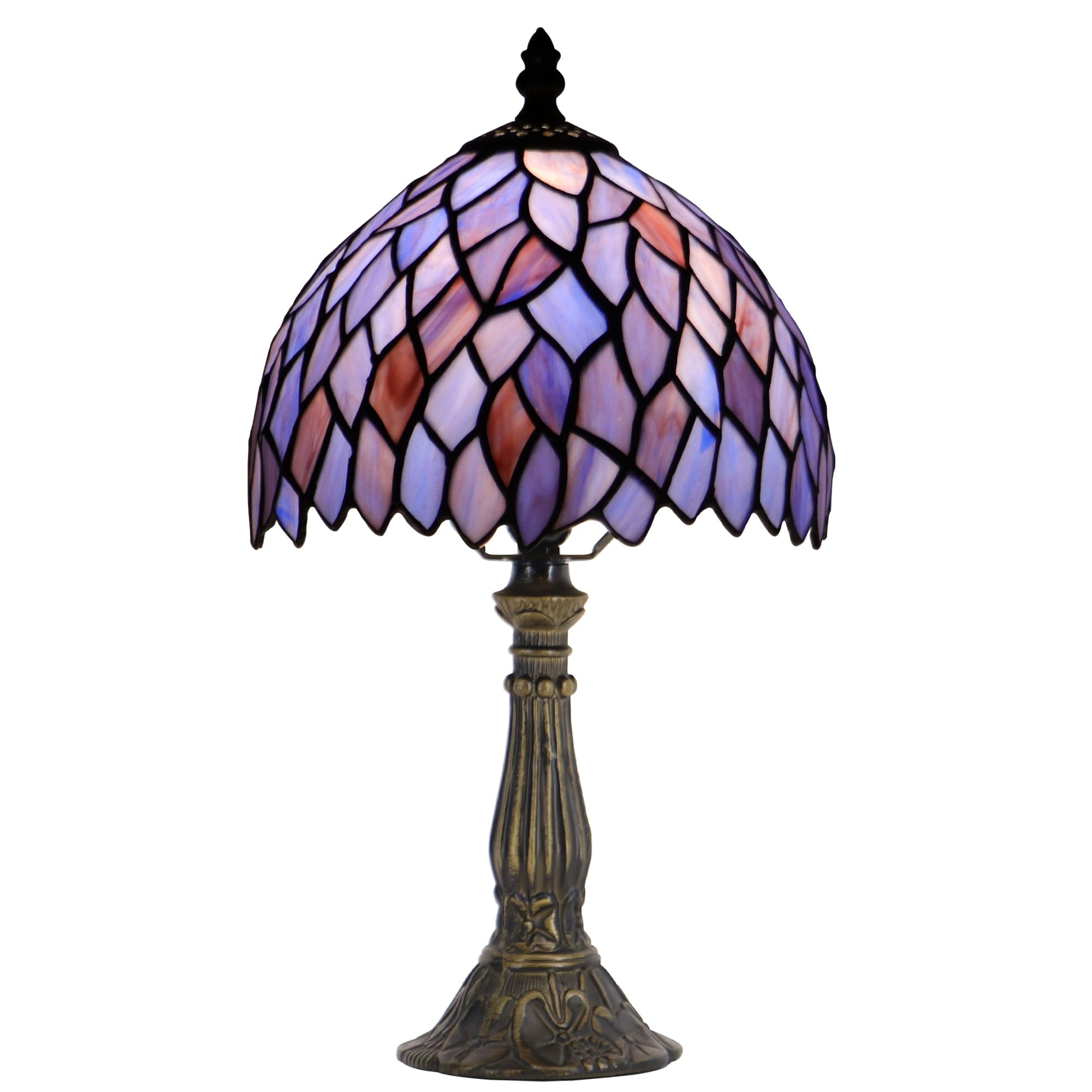 HZYFFYU Small Stained Glass Table Lamp Mini Stained Glass Lamp Memory Sympathy Desk Reading Light 8X14 Inch (Wisteria Style)