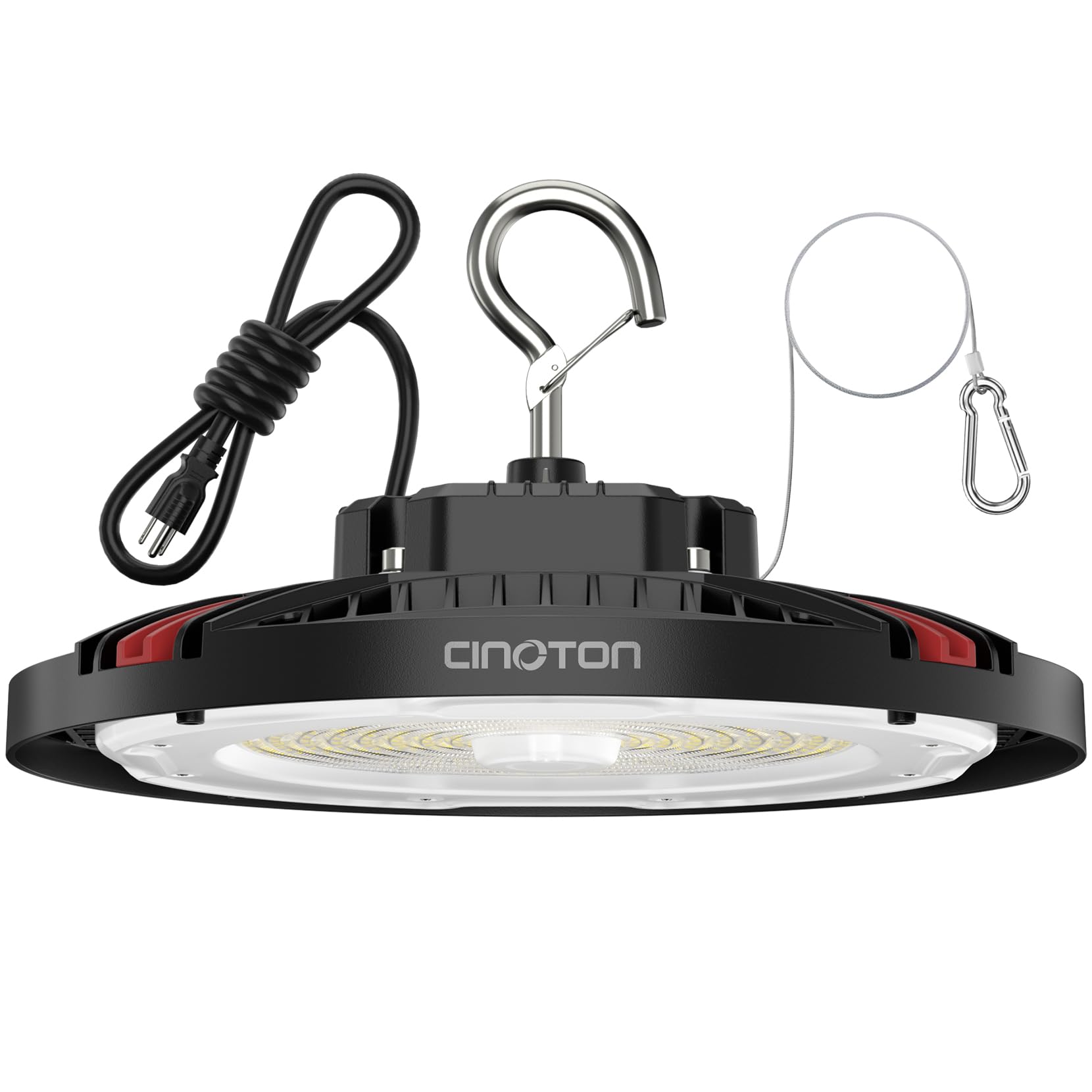 CINOTON 210W UFO LED High Bay Light  Aluminum LED Shop Lights with 31500LM  5000K Commercial Bay Lighting for Warehouse Garage Workshop Factory  6  Cable & Safety Rope  ETL Listed 1 Pack