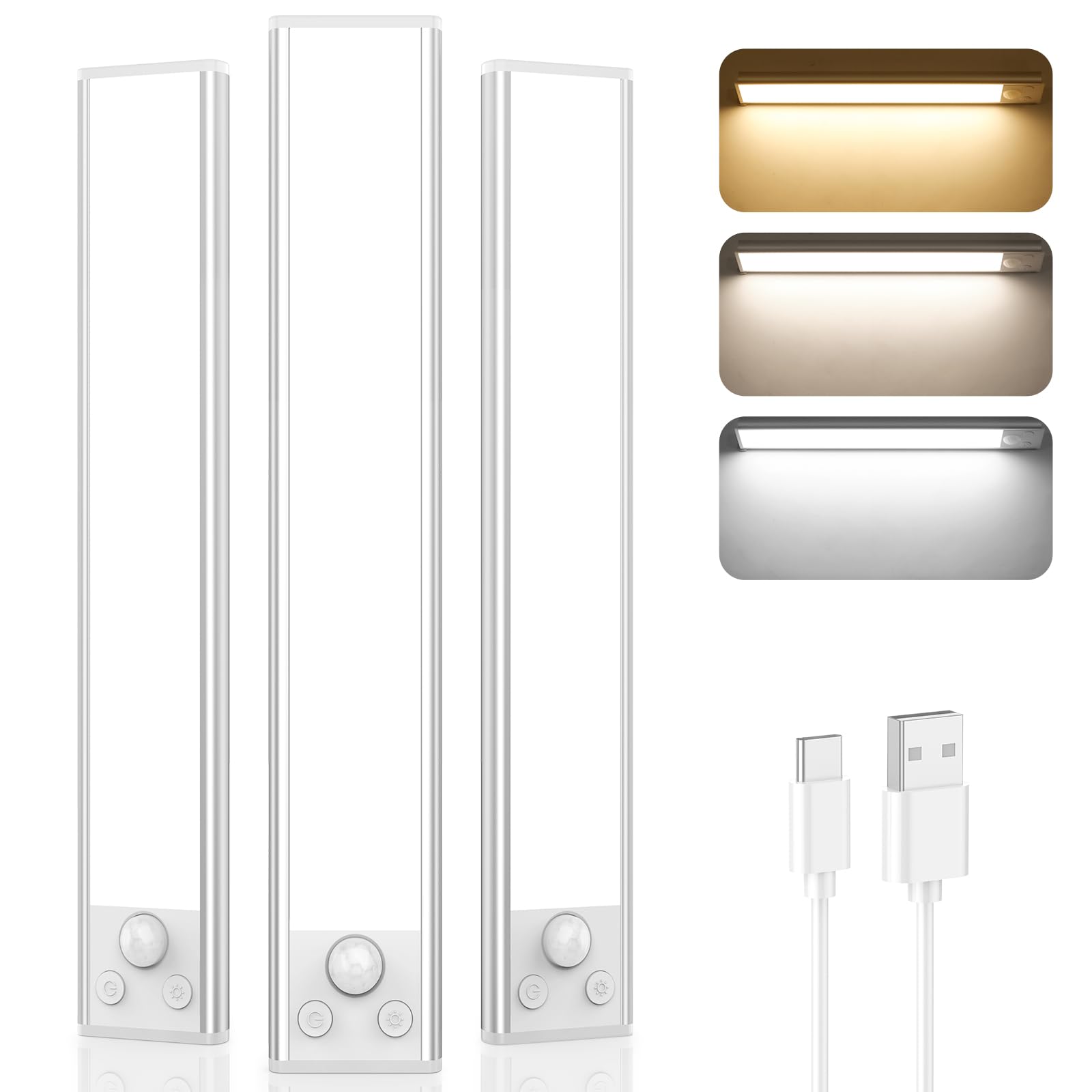 Under Cabinet Lights, 108 LED Rechargeable Battery Operated Motion Sensor Lights Indoor, 3200mAh Magnetic Dimmable Closet Lights