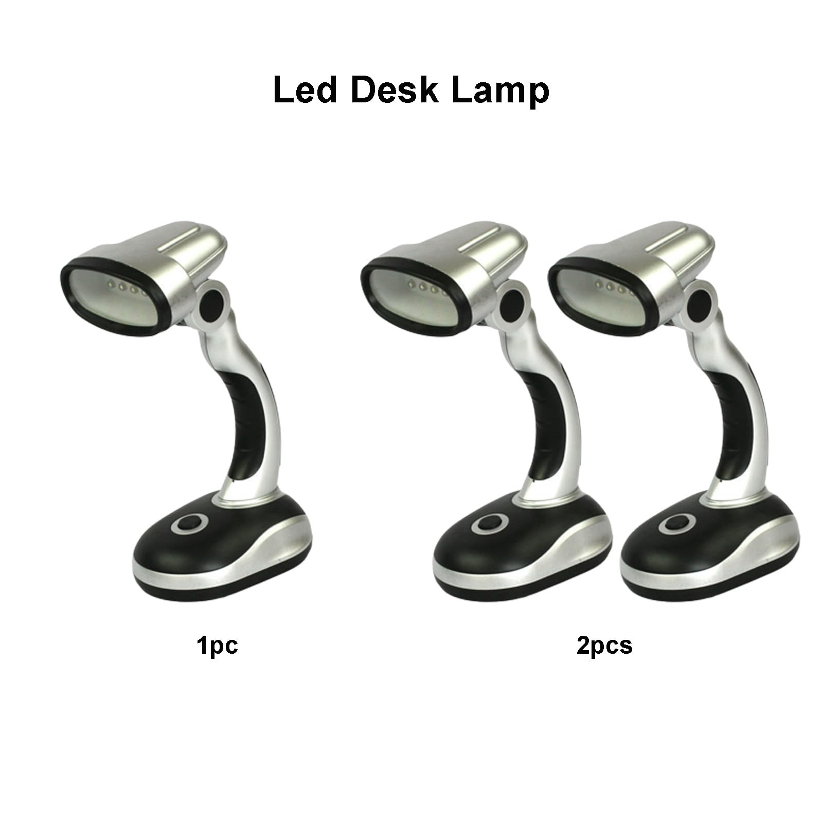 Ragyzity Led Desk Lamp  12 Led Portable Battery-Powered Table Lamp  Bedside & Camping Light  Bright Work And Reading Light For Computer  Home  Or Outdoor Use (Black Silver)