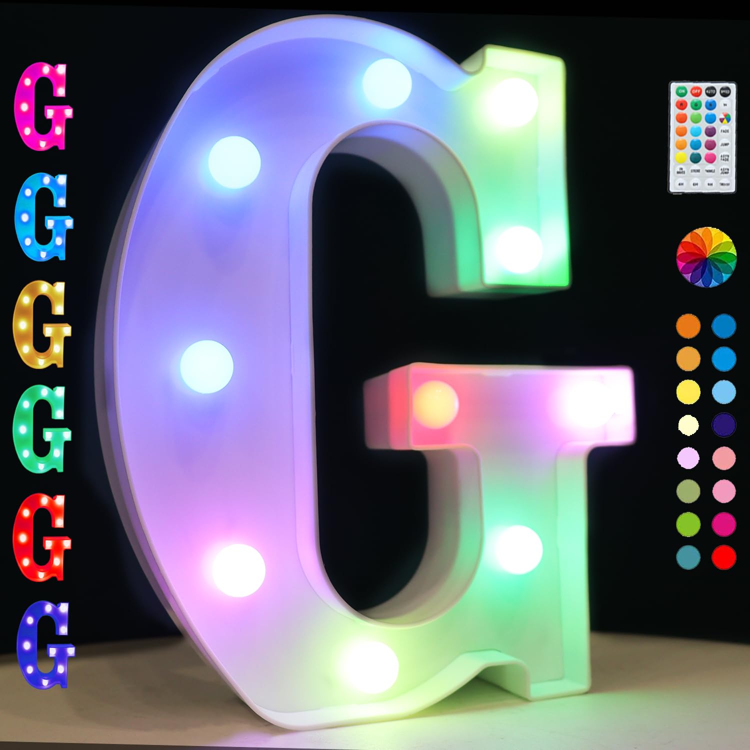 OYCBUZO LED Marquee Letter Lights, 18 Colors with Remote Timer, Plastic, Colorful, Night Light for Bedroom, Wedding, Party Decor