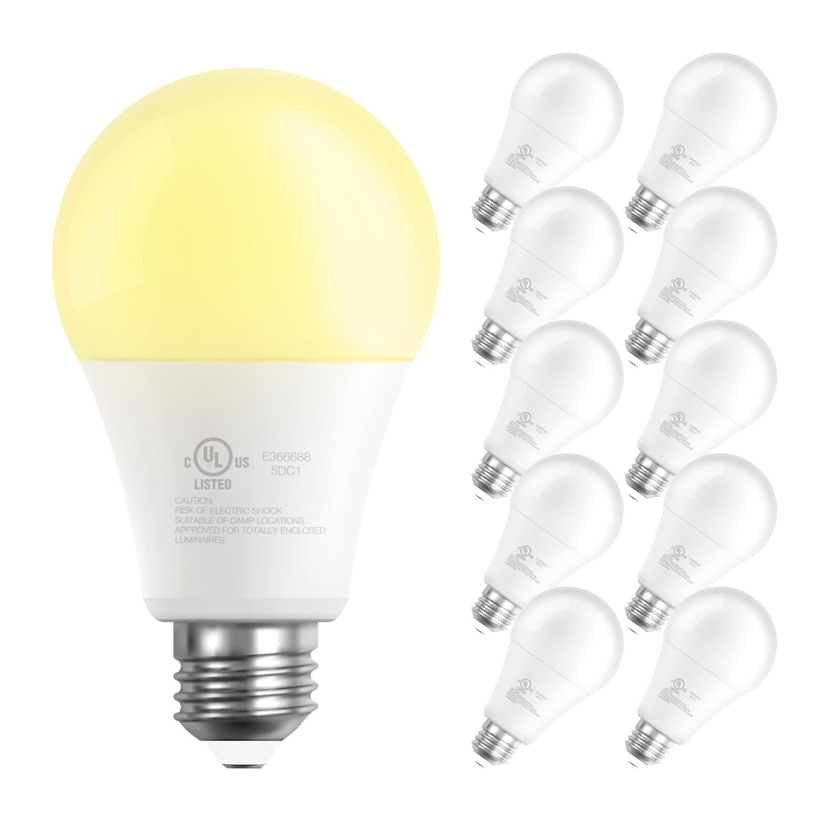 Daybetter 10 Pack A19 Led Light Bulbs, 60 Watt Equivalent Led Bulbs, Long Lifespan High Brightness 800Lm Warm White 2700K, E26 S
