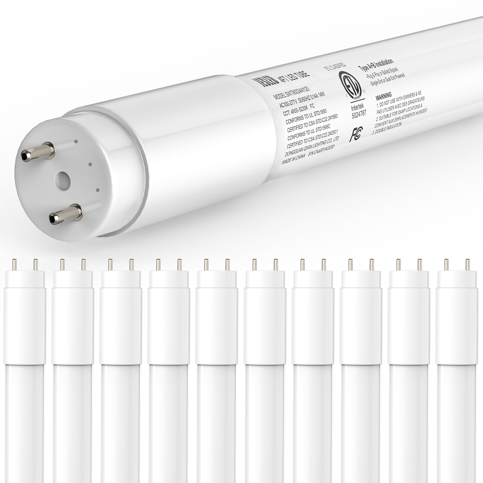 JESLED 10Pack T8 LED Bulbs 4 Foot 4FT T8 Fluorescent Replacement Type A+B 14W 2450LM 5000K Daylight White  Plug & Play or Ballast Bypass  G13  T8 T10 T12 LED Replacement  Frosted Cover