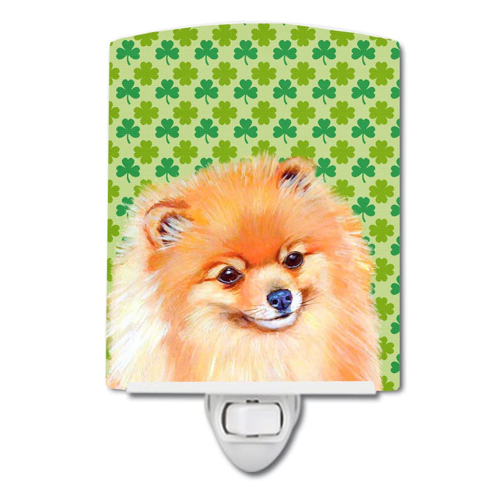 Carolines Treasures Ceramic Night Light, Pomeranian Shamrock, 6x4x3, Multicolor, Model LH9215CNL