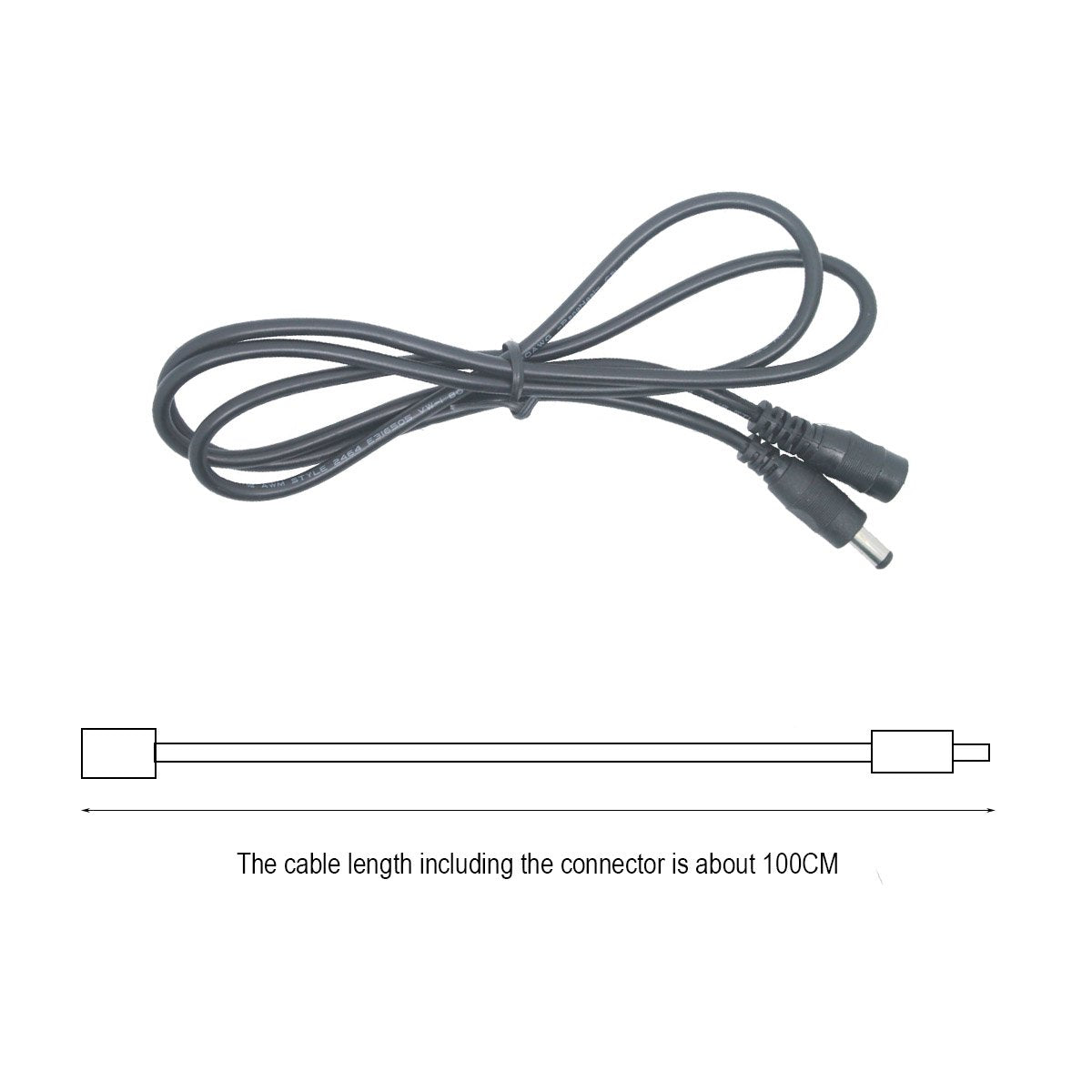 Litever Extension Cable 20 AWG, 3.3 ft, Male to Female, 5.5mm x 2.1mm DC Plugs, Black, Model LL-EC-