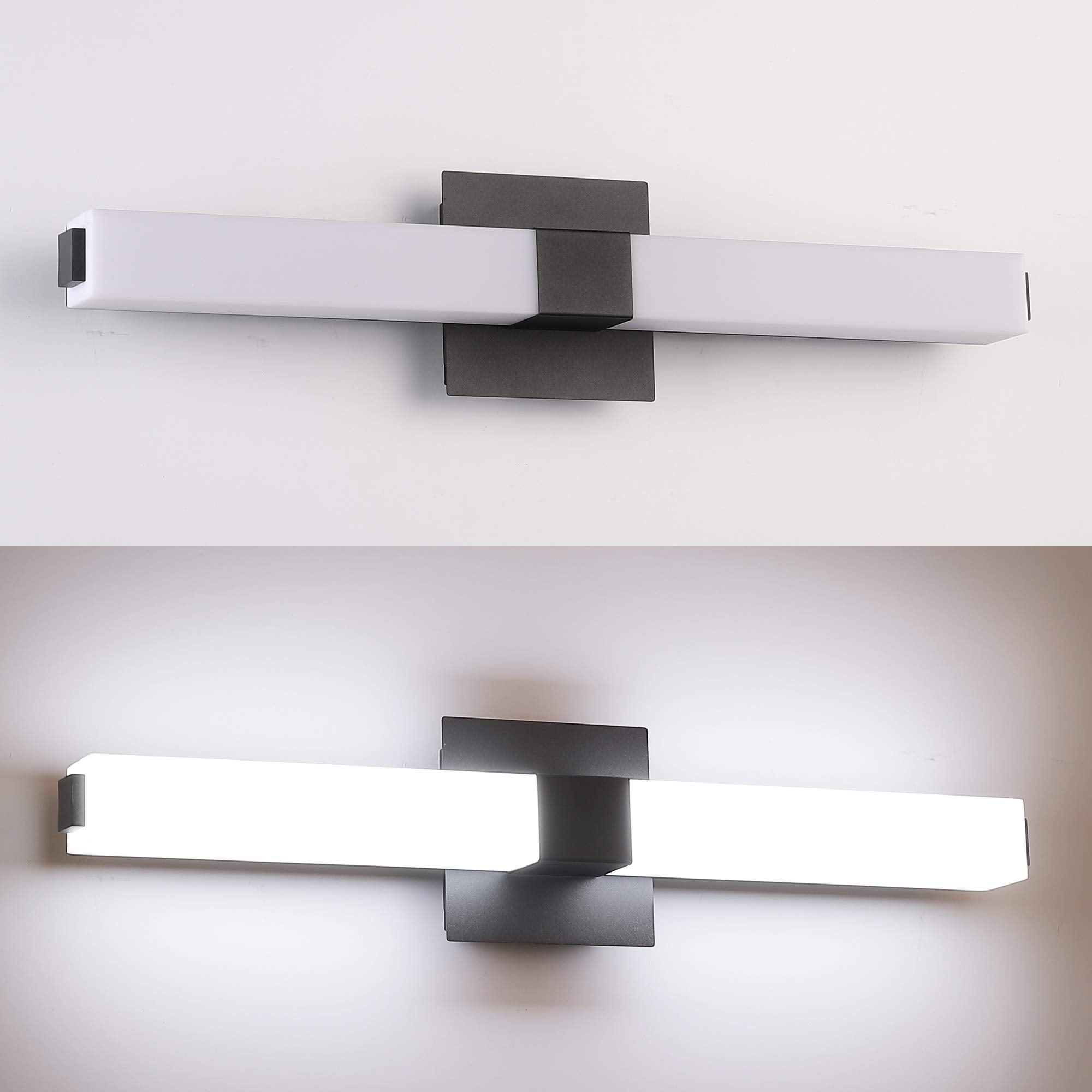 ZUZITO 24" Bathroom Vanity Light - Matte Black LED 18W Cool White 6000K, Modern Design for Over Mirror Lighting