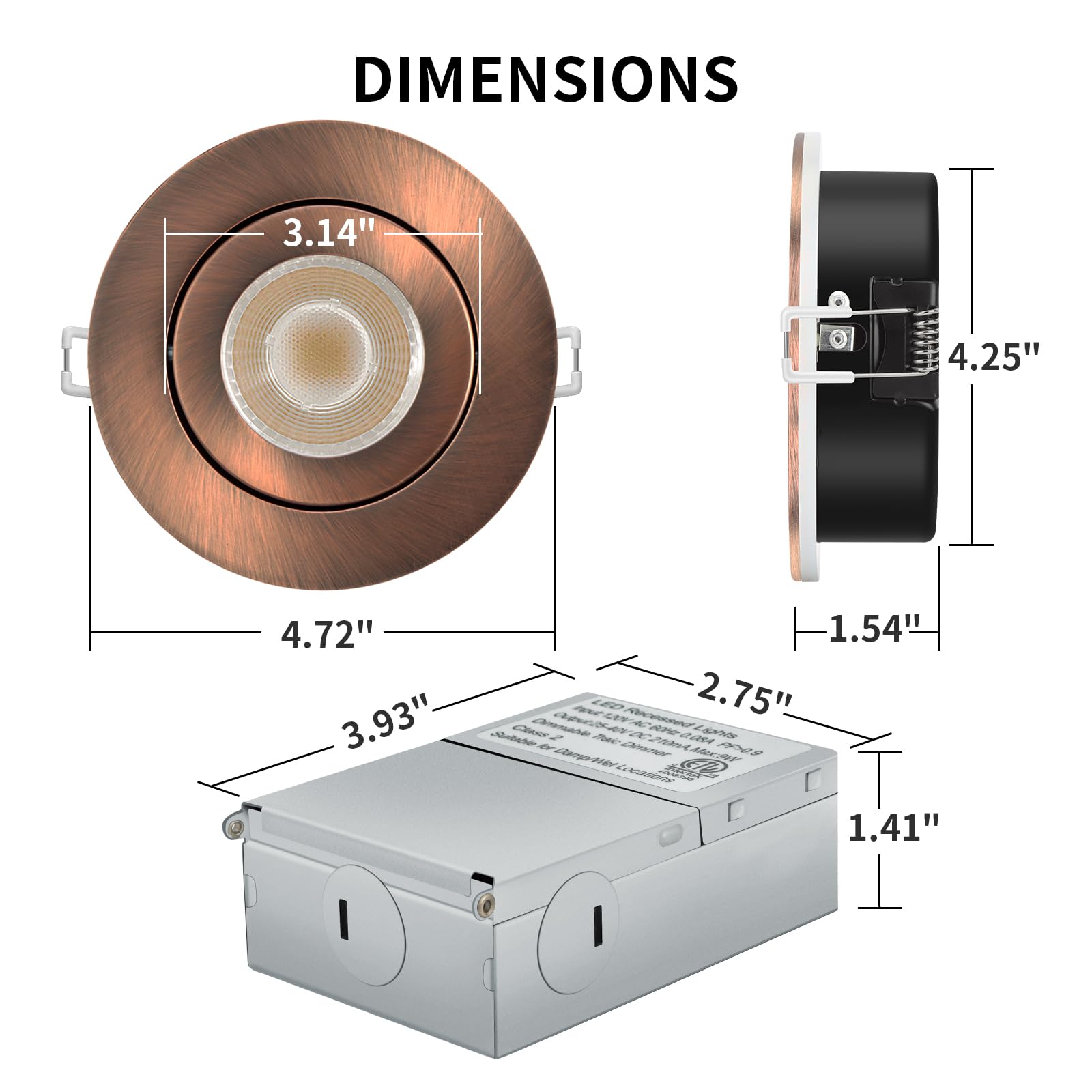 Knlnny Ware Oil Rubbed Bronze 4 Inch Led Recessed Lights 6 Pack, Eyeball Recessed Lights, Led Gimbal,Ceiling Light With Junction
