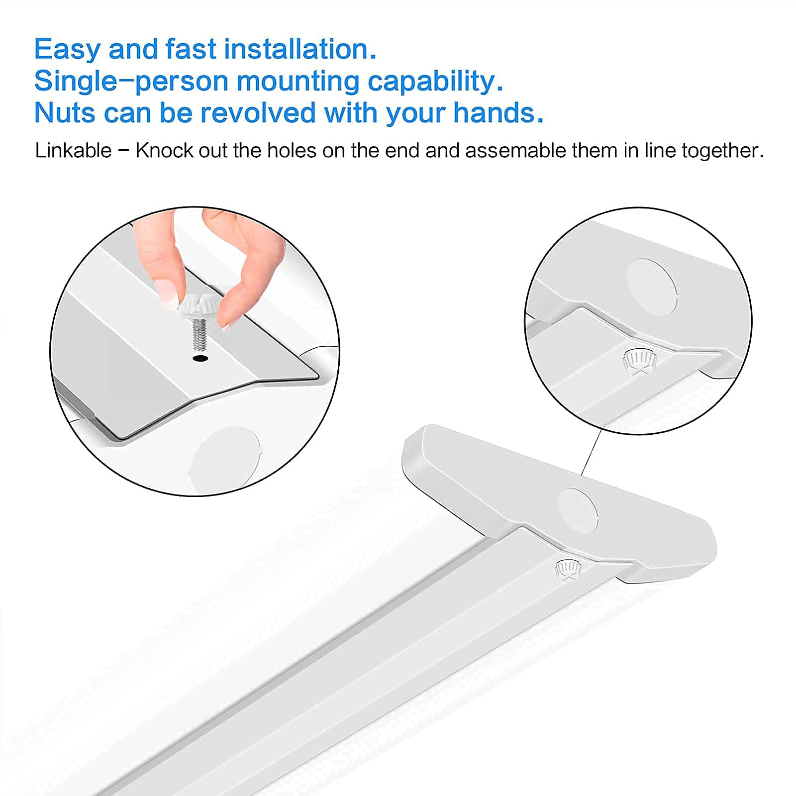 Antlux 110W 8Ft Led Wraparound Ultra Slim Strip Lights, 12600Lm, 5000K, 8 Foot Led Garage Shop Lights, Flush Mount Warehouse Office Ceiling Lighting Fixture, Fluorescent Tube Replacement, 2 Pack