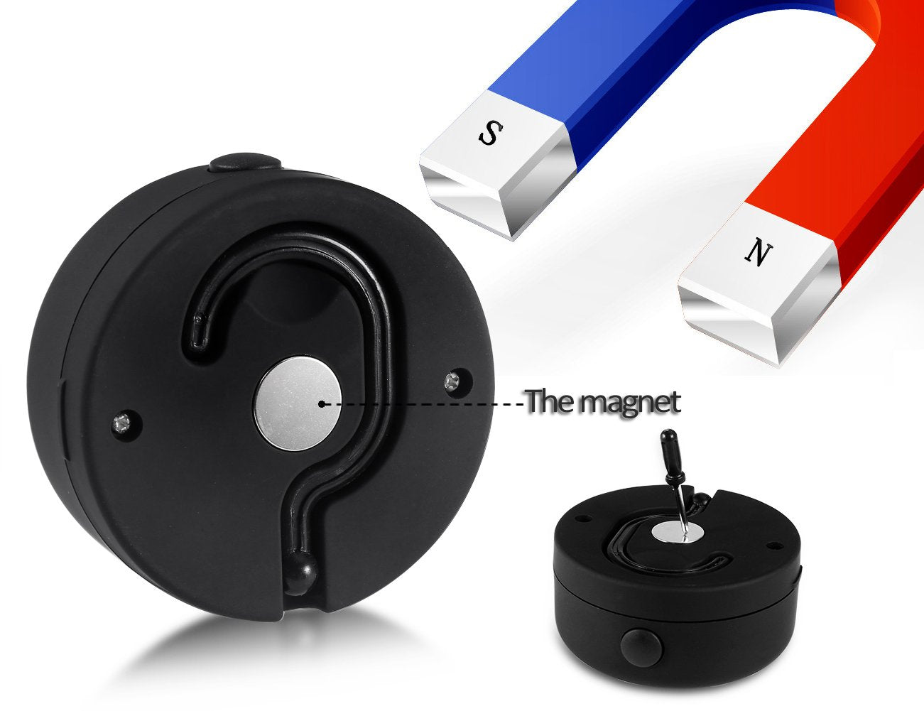 California Cade Electronic 24 Led Round Magnetic Work Light Torch With Integral Hanging Hook And Magnet Set,Pack Of 3(Black)