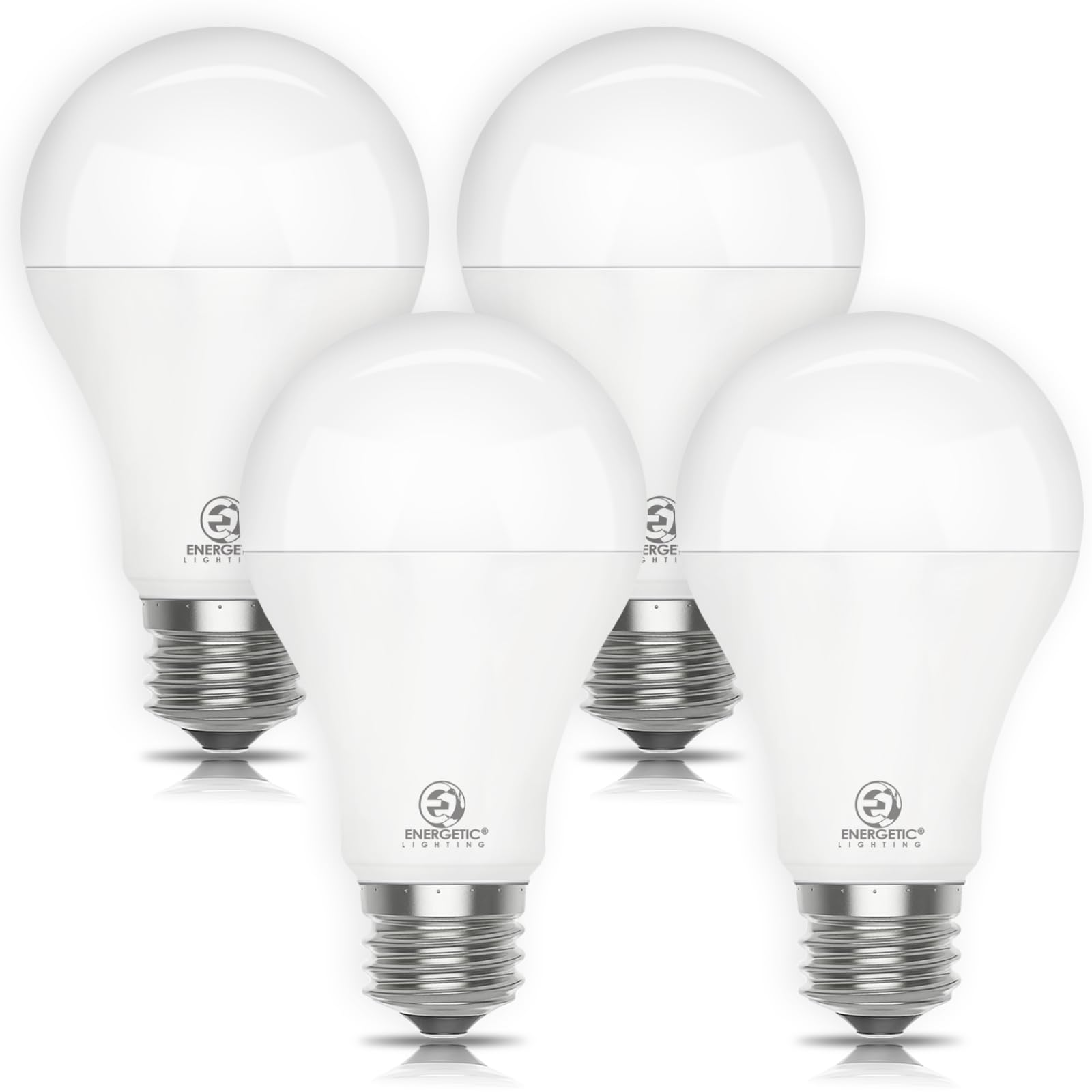 E ENERGETIC LIGHTING A21 LED Bulb 150W Equivalent, 2300LM, Warm White 3000K, E26 Base, Damp Rated, 4-Pack
