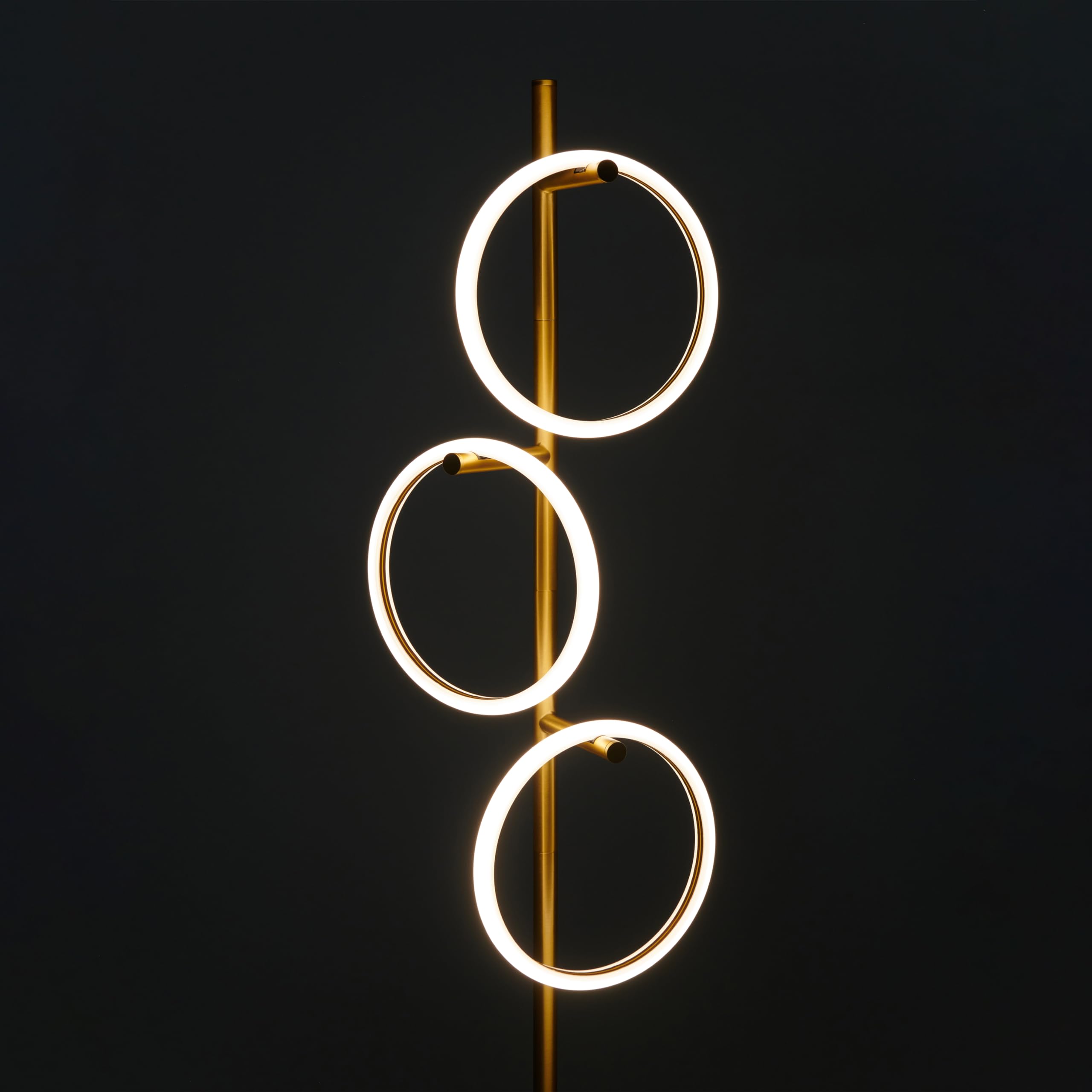 Brightech Saturn Floor Lamp - Tall Brass Tree Lamp with 3 LED Lights, Warm White Light - Contemporary Living Room Decor, Model FL-SATRN-BRS