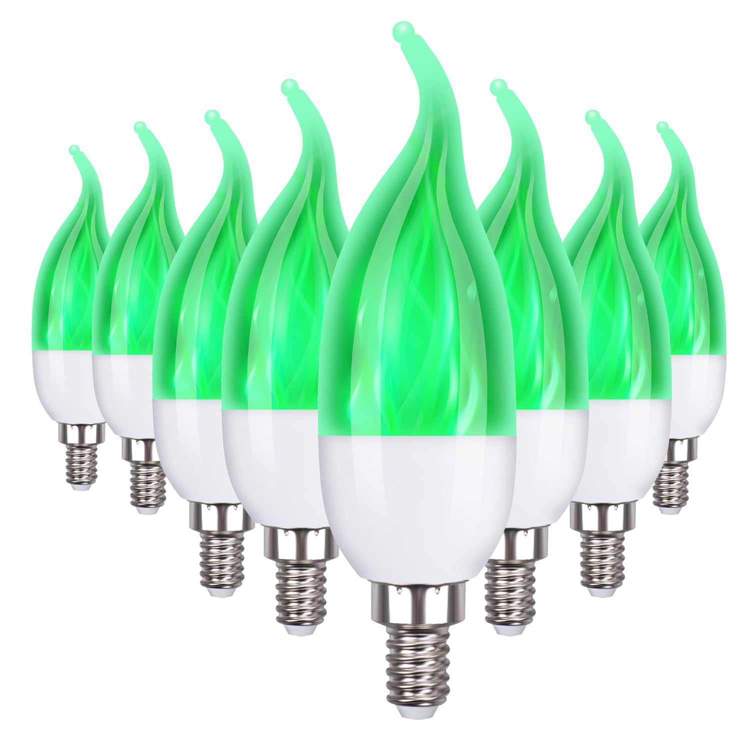 Ohlgt E12 Flame Bulbs 8 Pack, 3 Mode Led Candelabra 2.0 Watt Warm White Chandelier Candle Light Bulbs, Flame Tip For Christmas P