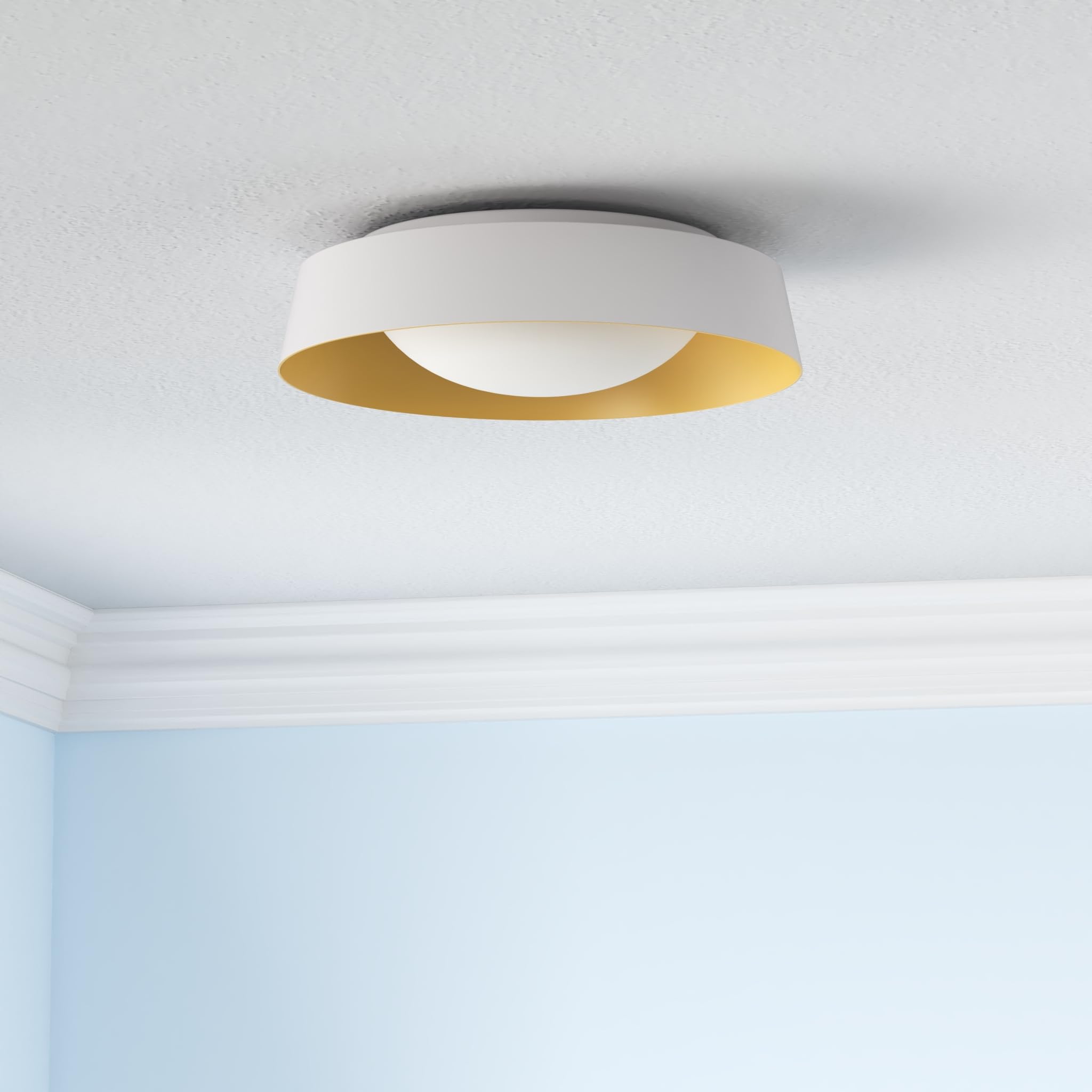 Flynix 15.5 Inch Led Flush Mount Ceiling Light Fixture, 26W, Super Bright 1800 Lumen, 3 Color 3000K/4000K/5000K, Matt White With