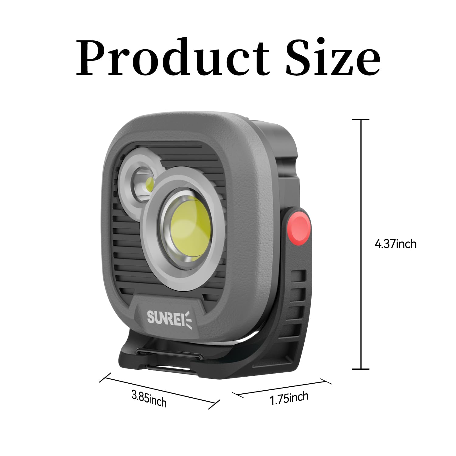 Sunrei Led Rechargeable Magnetic Work Light Mechanic Light Power Bank 180° Rotating,1500Lm, 6 Modes,Magnetic&Hook, Ipx5 Waterproof, Magnetic Flashlight For Camping, Car Repairing(Gary)