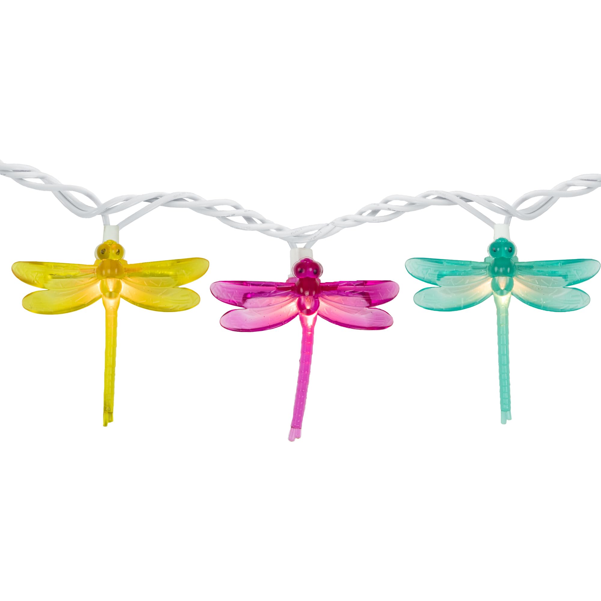 Northlight 10-Count Dragonfly Patio Lights - 7.25ft White Wire, Pink Plastic