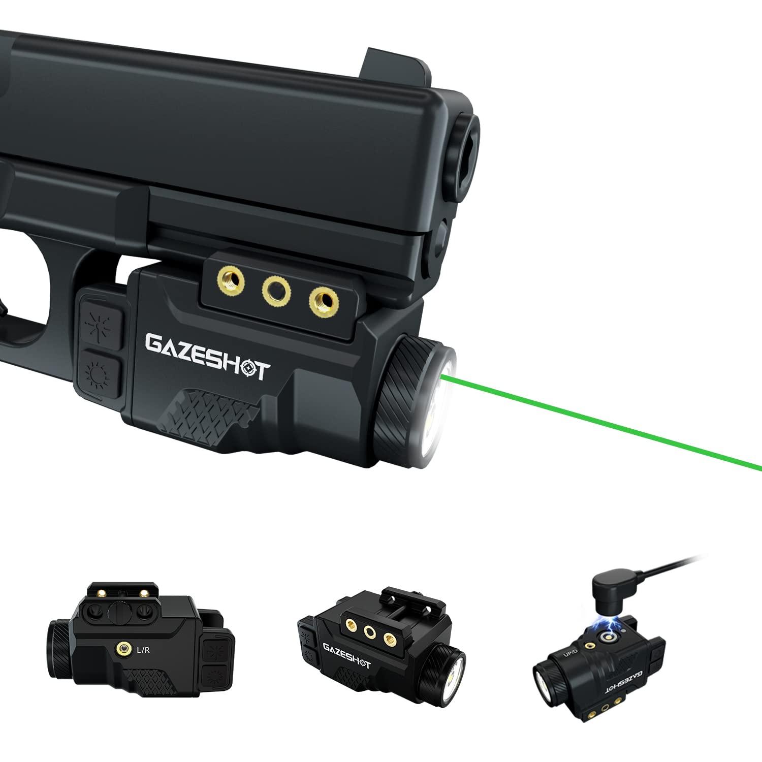 GAZESHOT Mini 700 Lumen Handheld Toy Light Laser Combo Weapon Light Tactical Flashlights  Magnetic USB Rechargeable with Green Beam and Strobe Mode for GL and Picatinny Rail