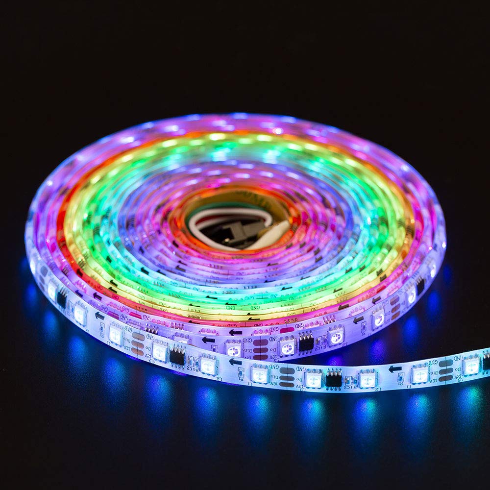 Btf-Lighting Ws2811 Ic=Rgb+Ic Addressable Dream Color Led Strip 16.4Ft 60Leds/M 20Pixels/M Ip65 Splash Proof White Pcb Flexible
