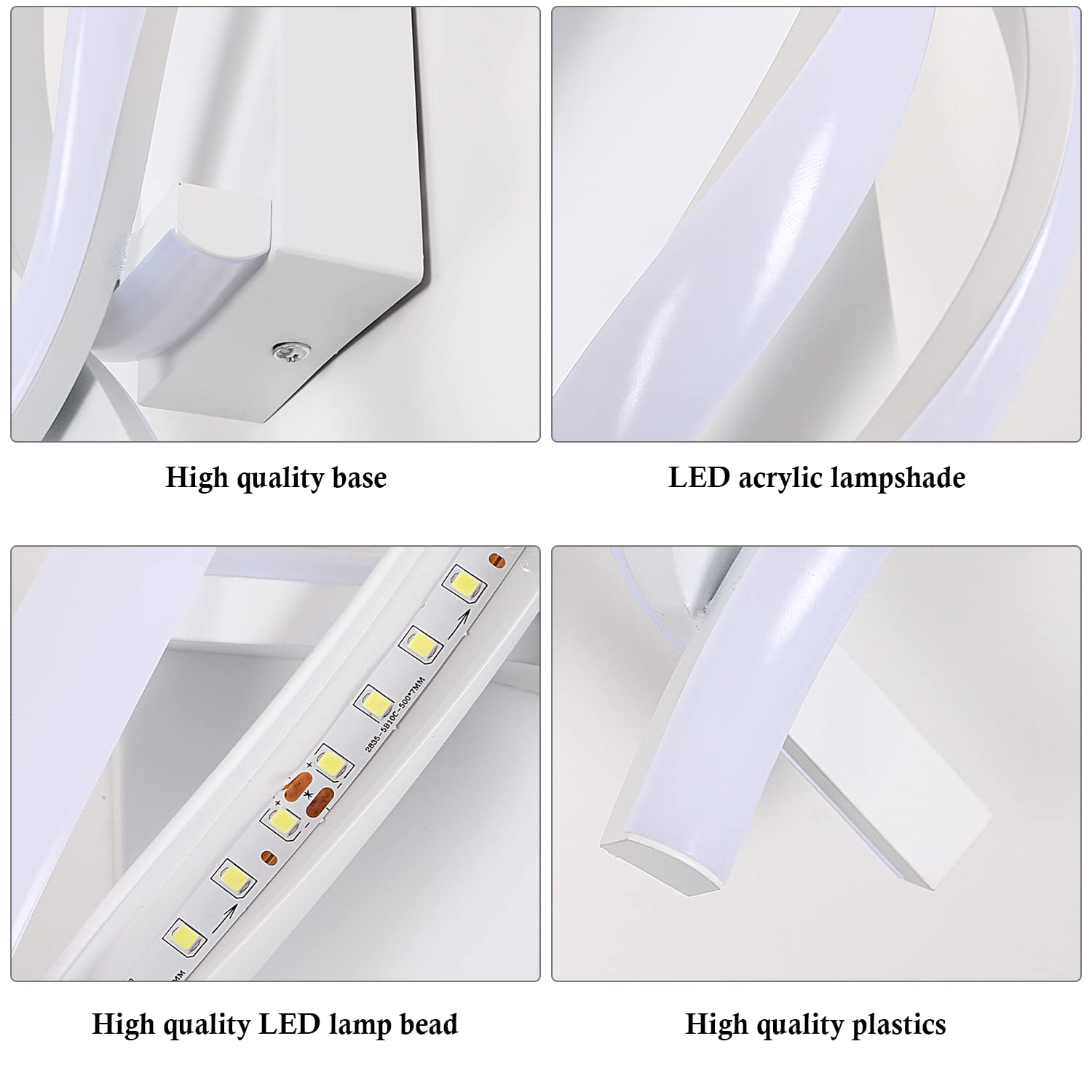 Delipop Spiral Led Wall Sconce, 6500K Cool White Acrylic Light For Bedroom, Bathroom, Living Room