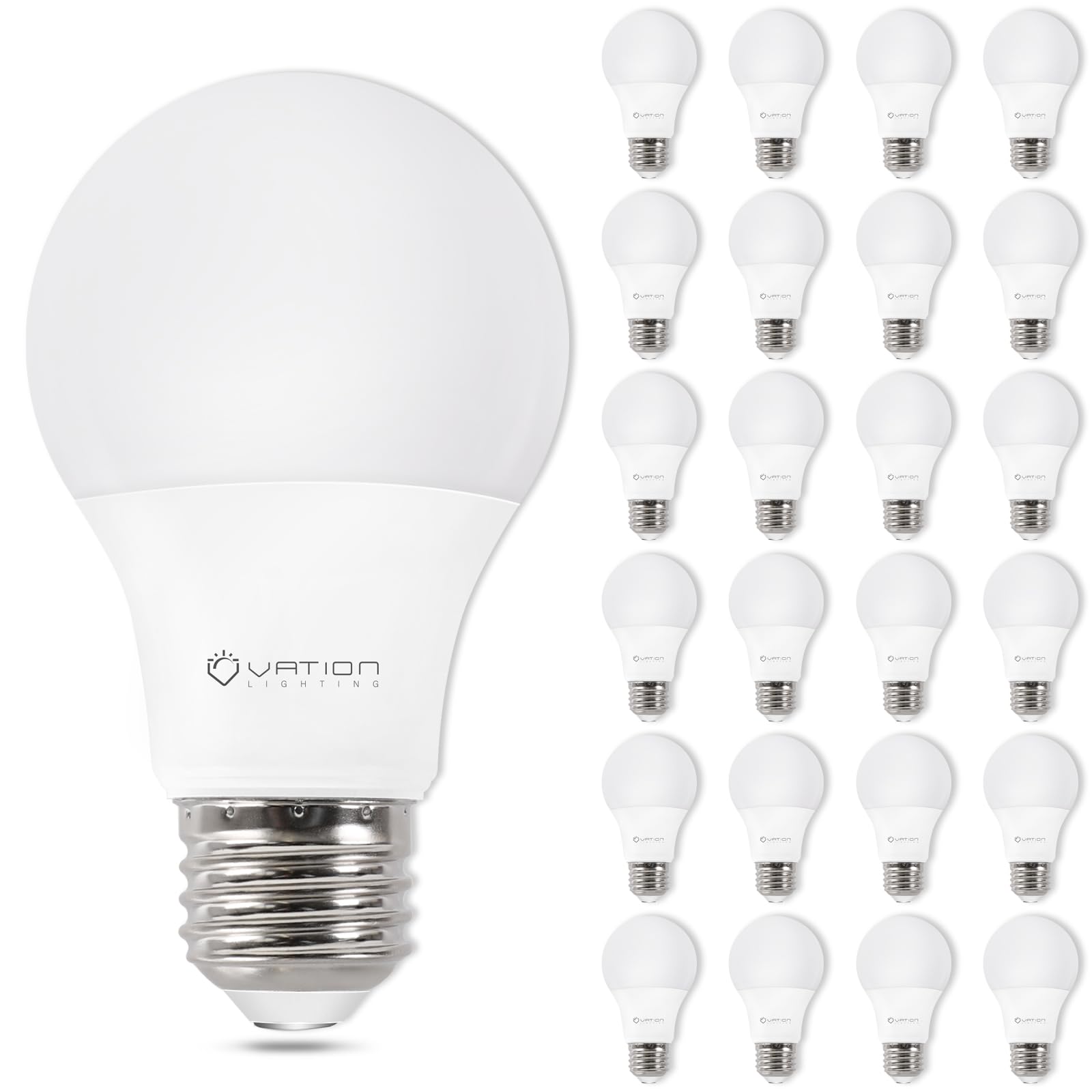 VATION LIGHTING A19 LED Light Bulbs 60W Softwhite 2700K, 8.5Watt Efficient, 60 Watt Equivalent, 800 Lumens, E26 Medium Base, Non-Dimmable, ETL/UL Listed, 24 Pack
