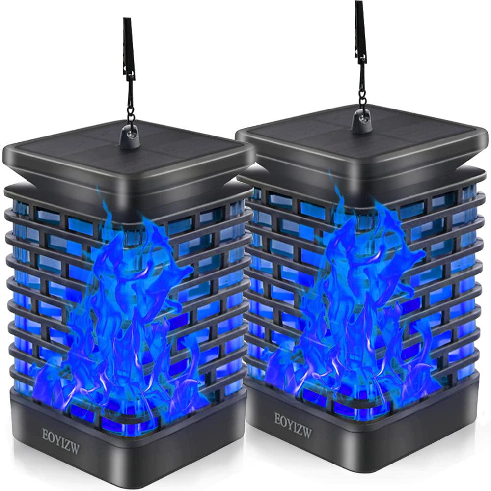 EOYIZW Solar Lights Outdoor, 99 LEDs Flickering Flame Lantern for Garden Decor- 2 Pack Waterproof Solar Garden Lights for Patio 