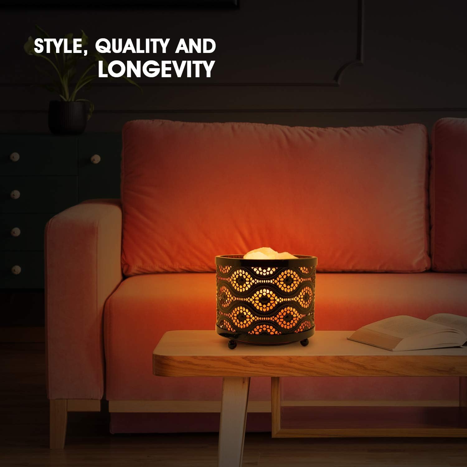 Himalayan Glow Natural Himalayan Lamp with Salt Chunks in Mosaic Design Metal Basket Night Light