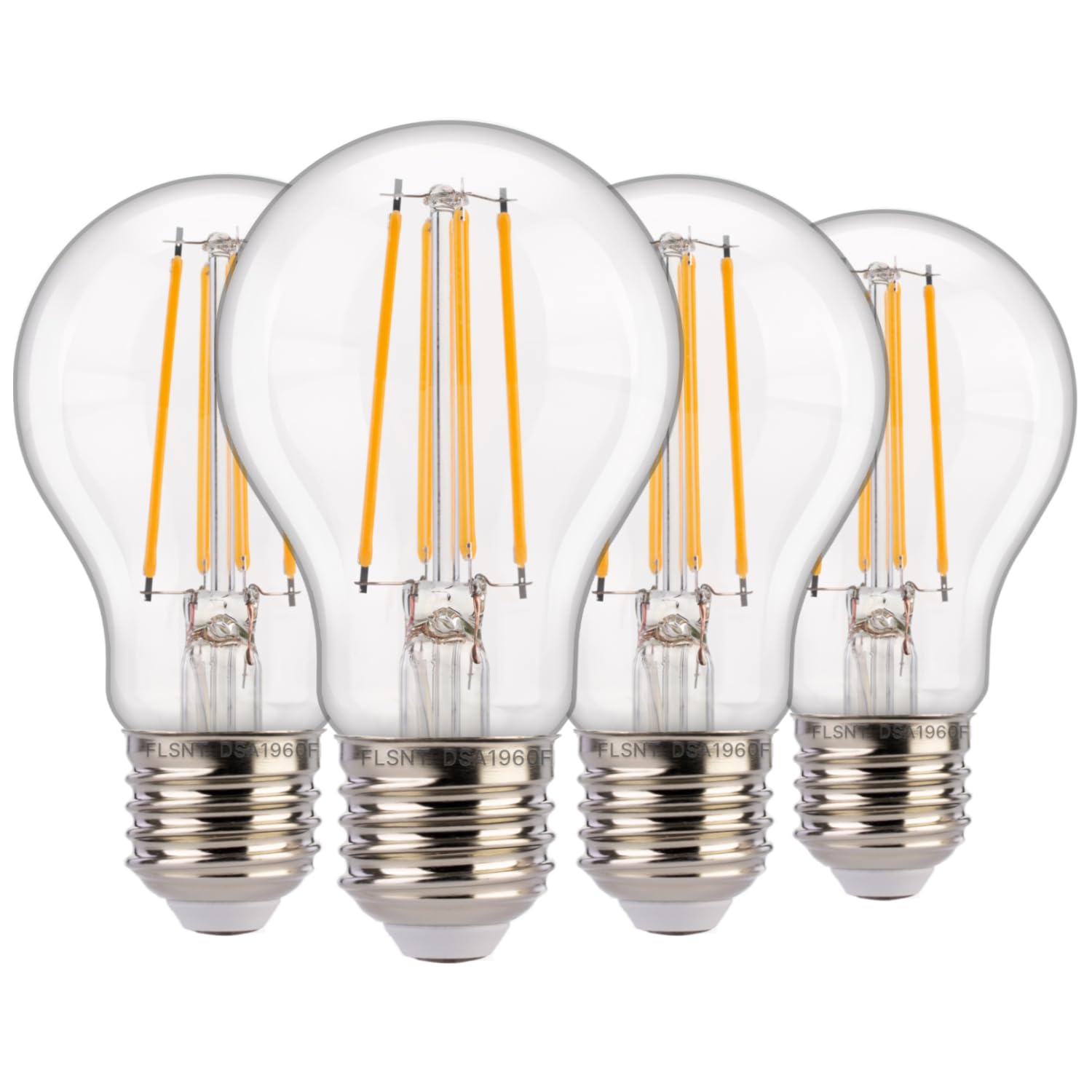 FLSNT Dusk to Dawn A19 LED Edison Bulbs, 7W (60W Eqv.), 800LM, Soft White, E26 Base, 4 Pack, Energy-Efficient