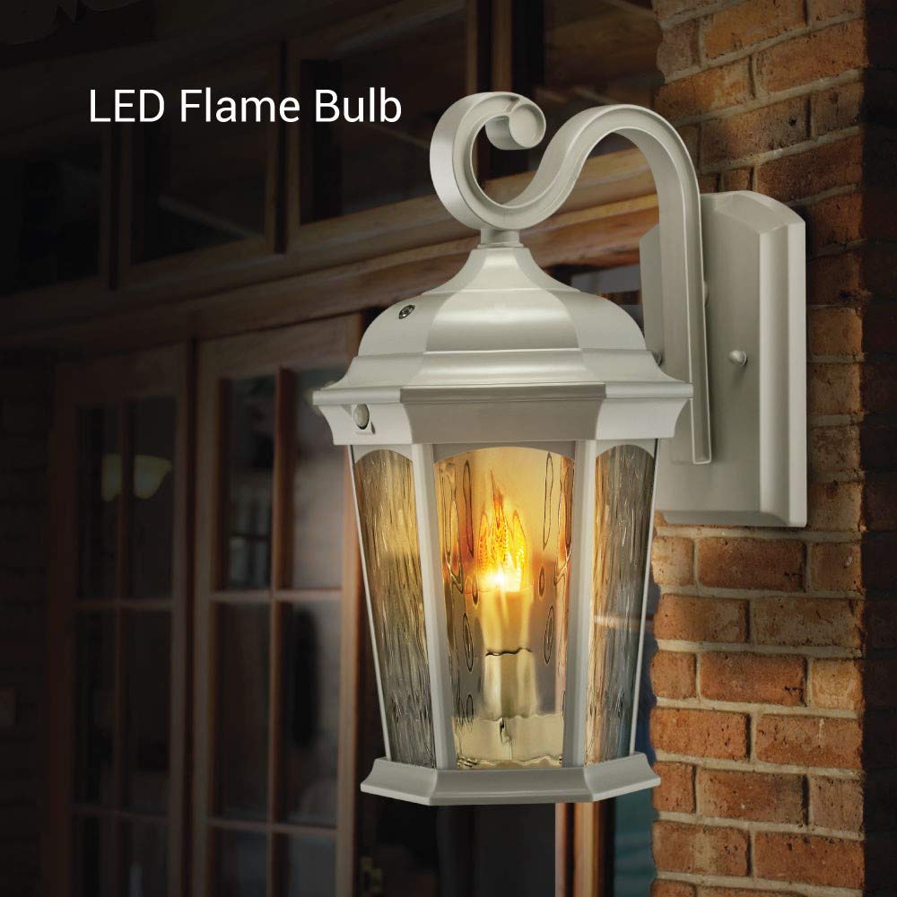 Euri Lighting Efl-140W-Md Flickering Flame Lantern With Integrated Security Light (3000K), Photocell And Motion-Sensor (Dusk-To-